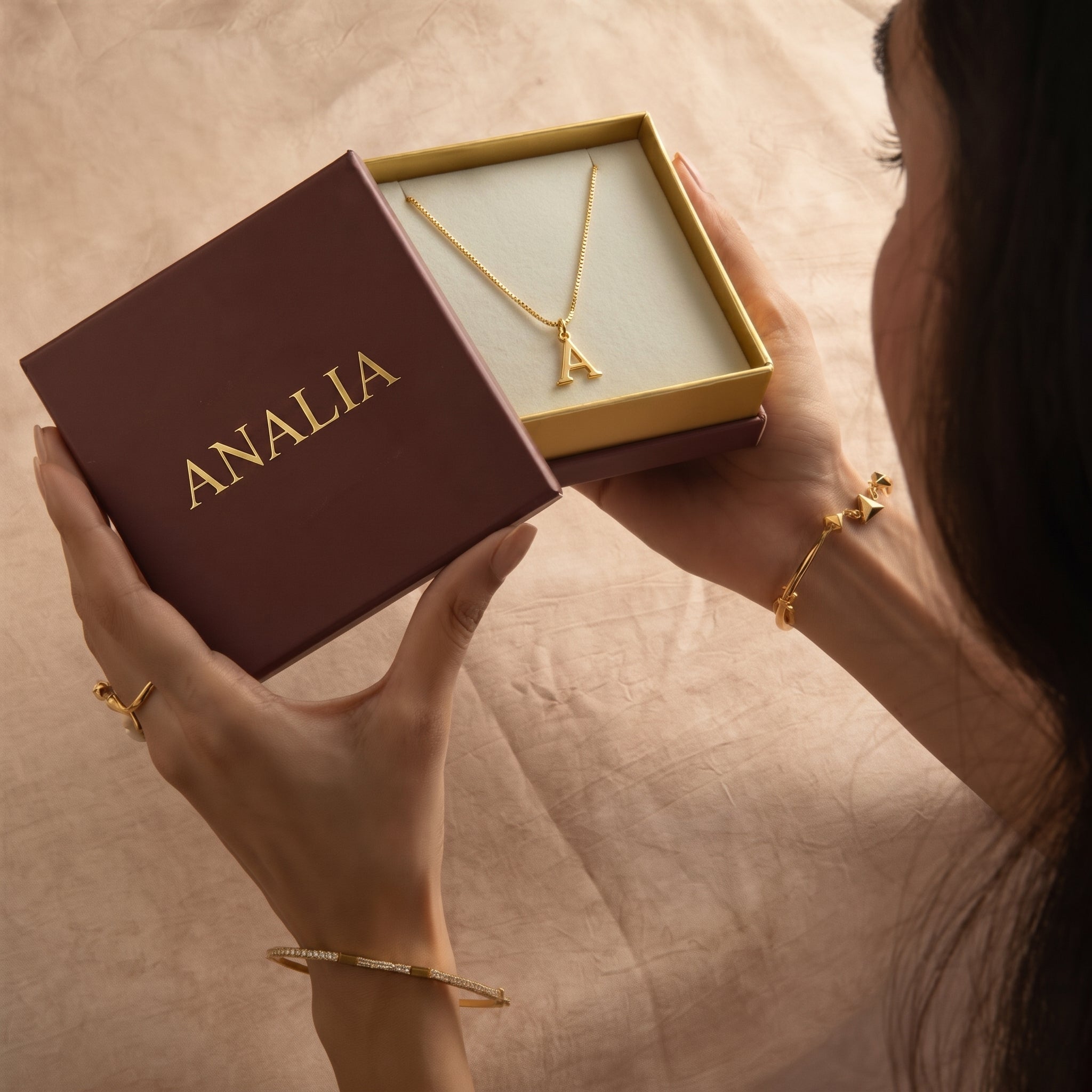 Gold Initial Dainty Letters Necklace