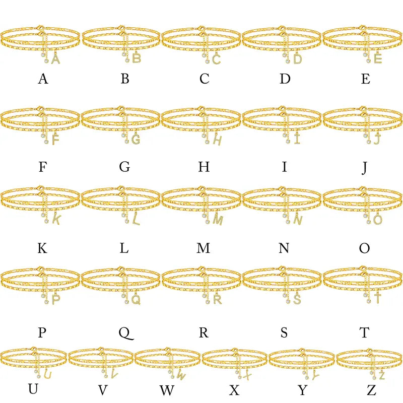 Gold Initial Anklet for Women