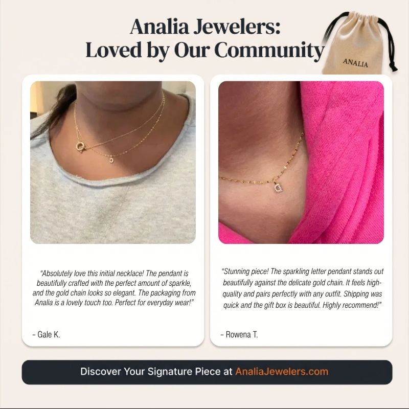 Dainty Pave Letter Necklace 18K Gold