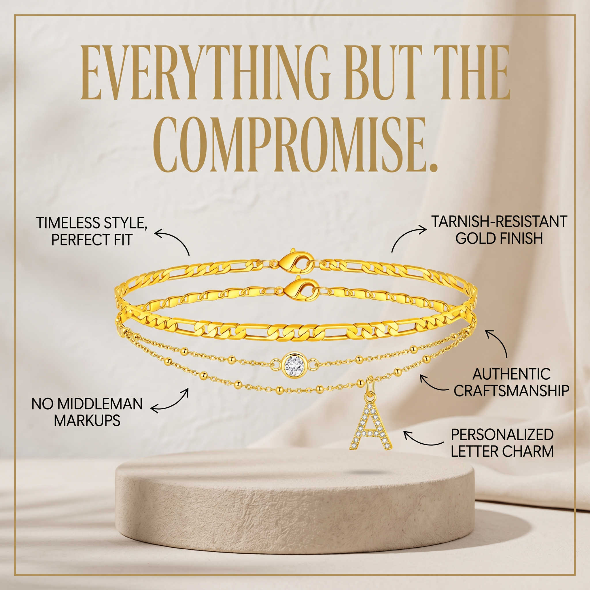 Gold Initial Anklet for Women