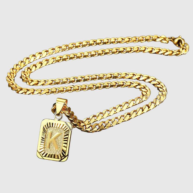 5mm 22inch Gold Square Capital Choker Letter Necklace