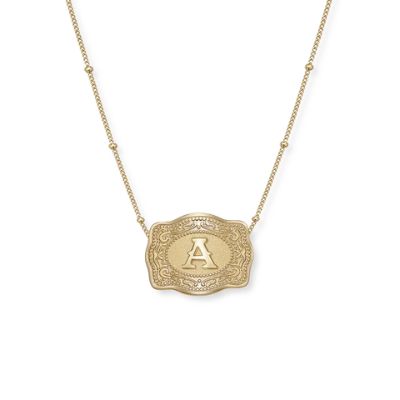 Mini Belt Buckle Necklace (Initial)