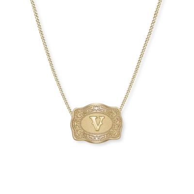 Mini Belt Buckle Necklace (Initial)