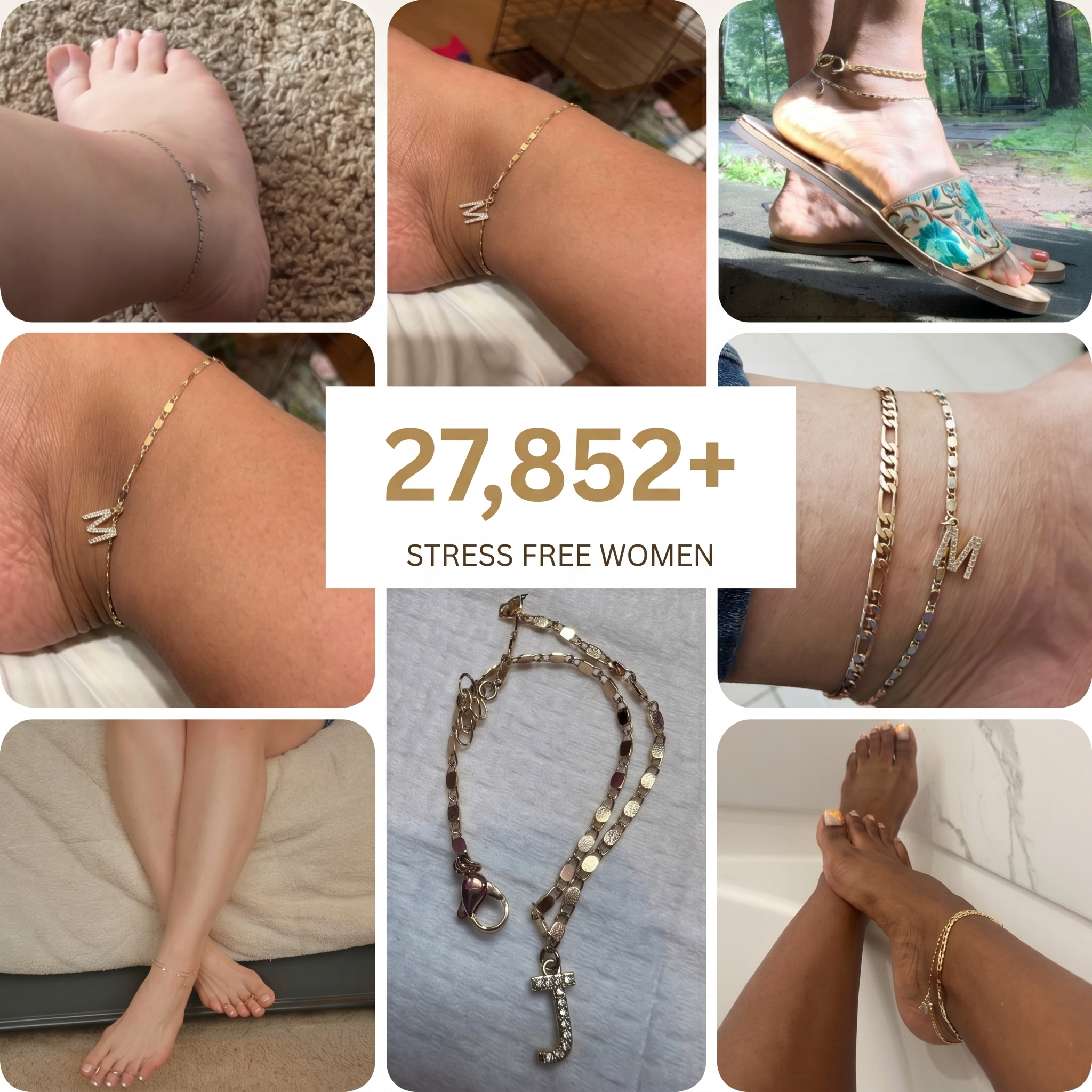 Gold Initial Anklet for Women