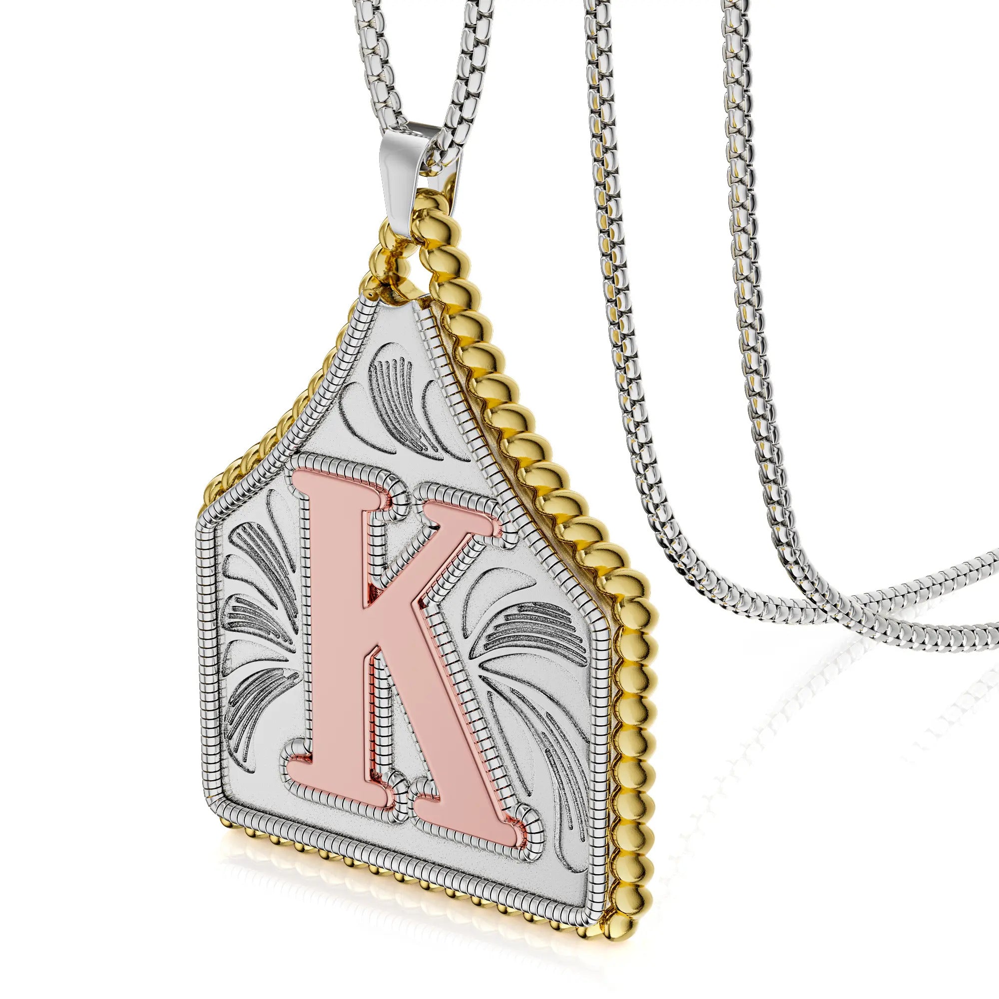 Box Chain 22inch Letter Pendant Necklace Initial Necklaces
