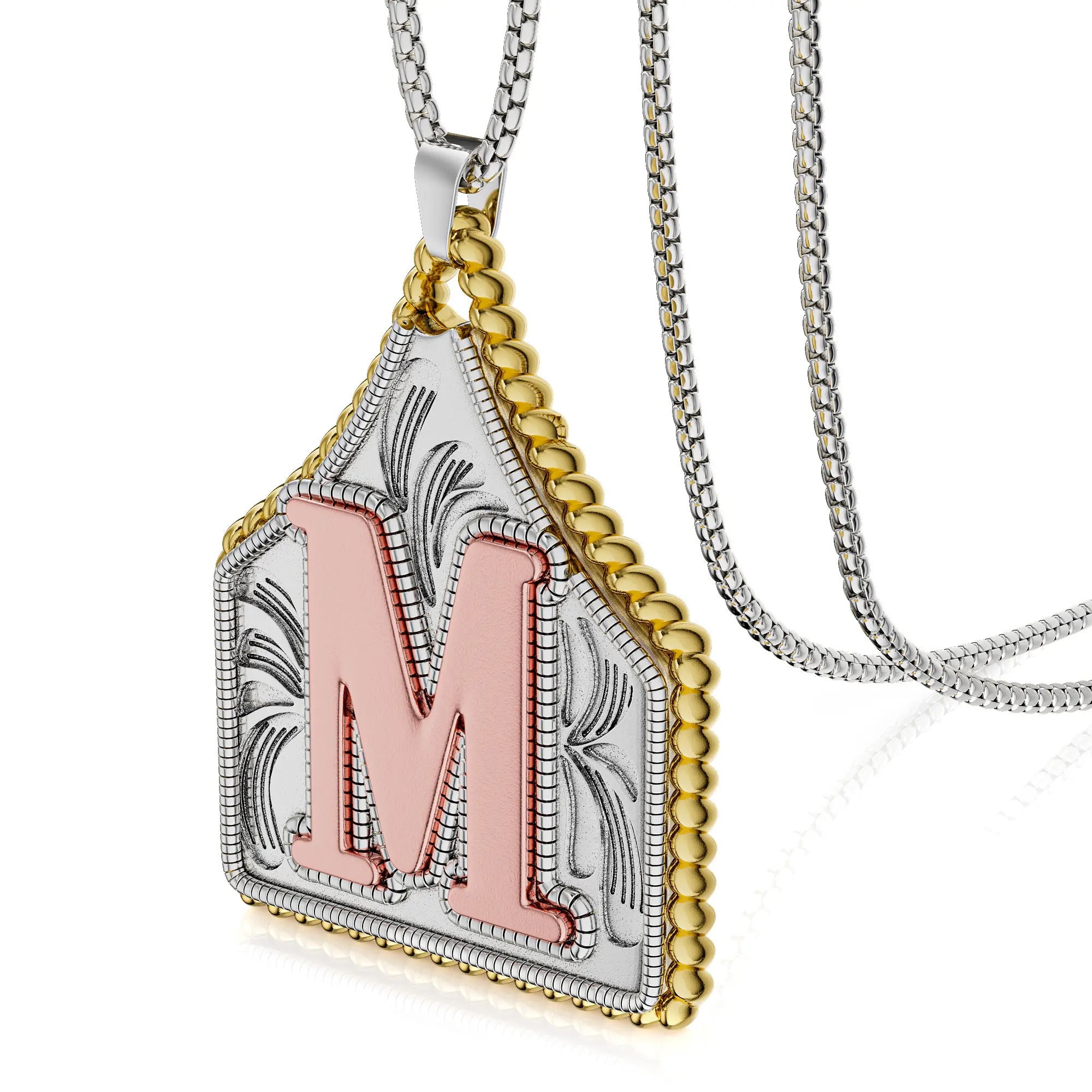 Box Chain 22inch Letter Pendant Necklace Initial Necklaces