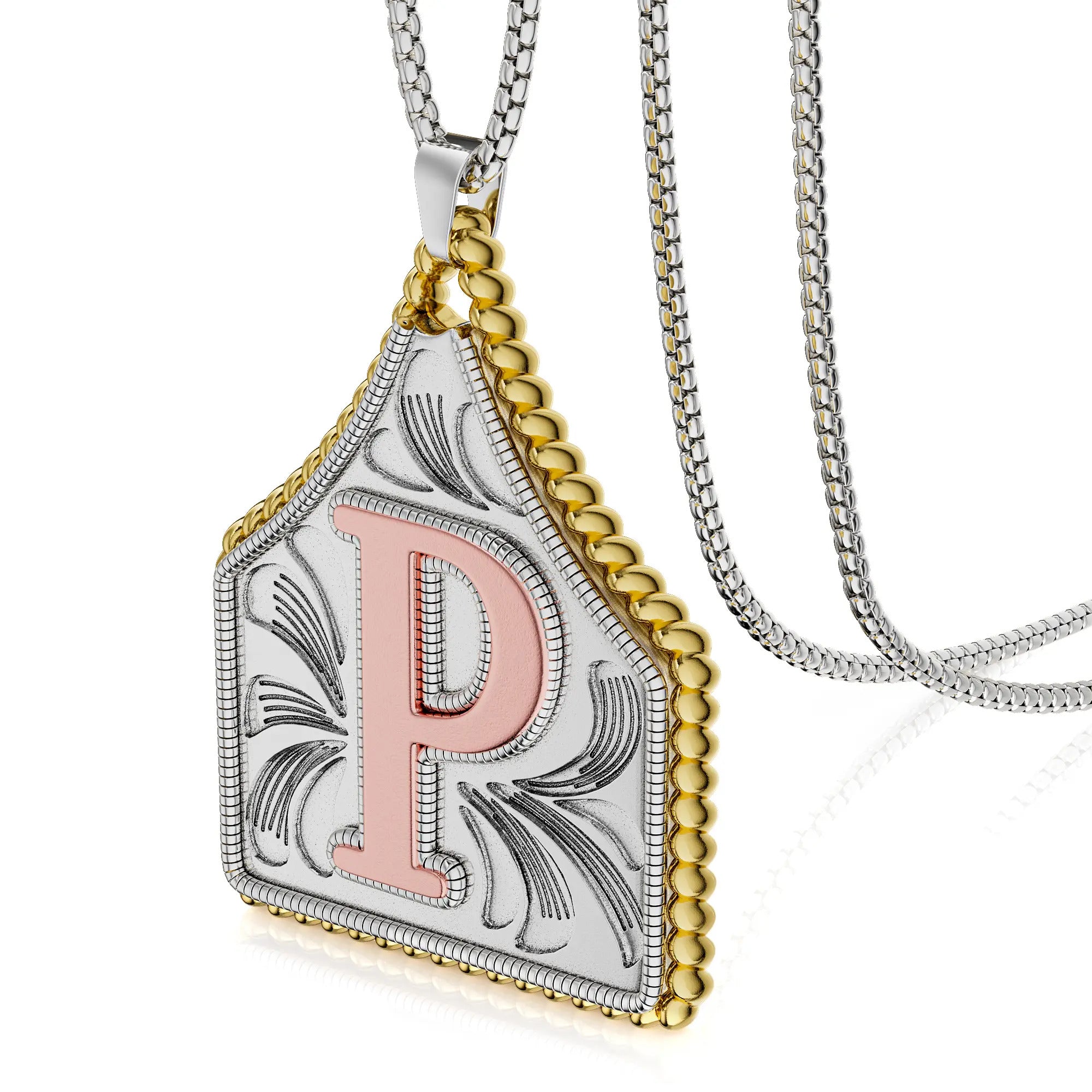 Box Chain 22inch Letter Pendant Necklace Initial Necklaces