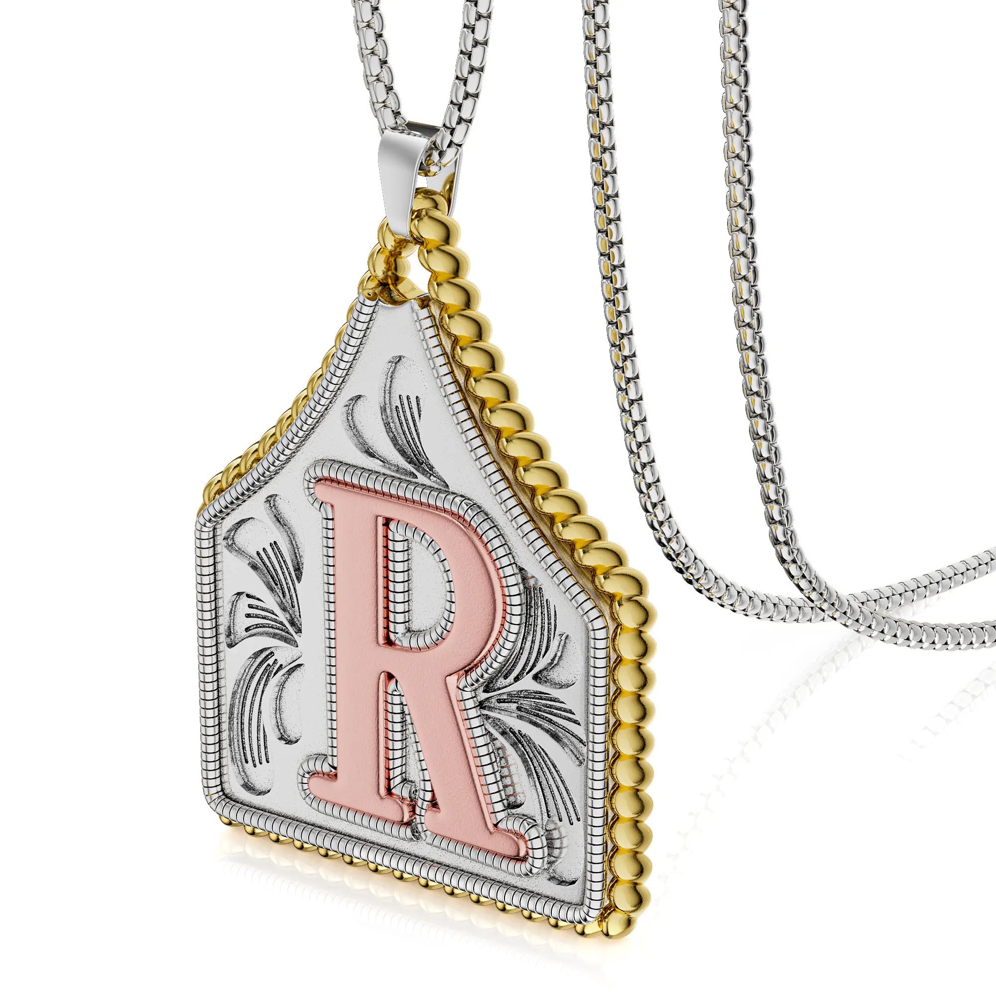 Box Chain 22inch Letter Pendant Necklace Initial Necklaces