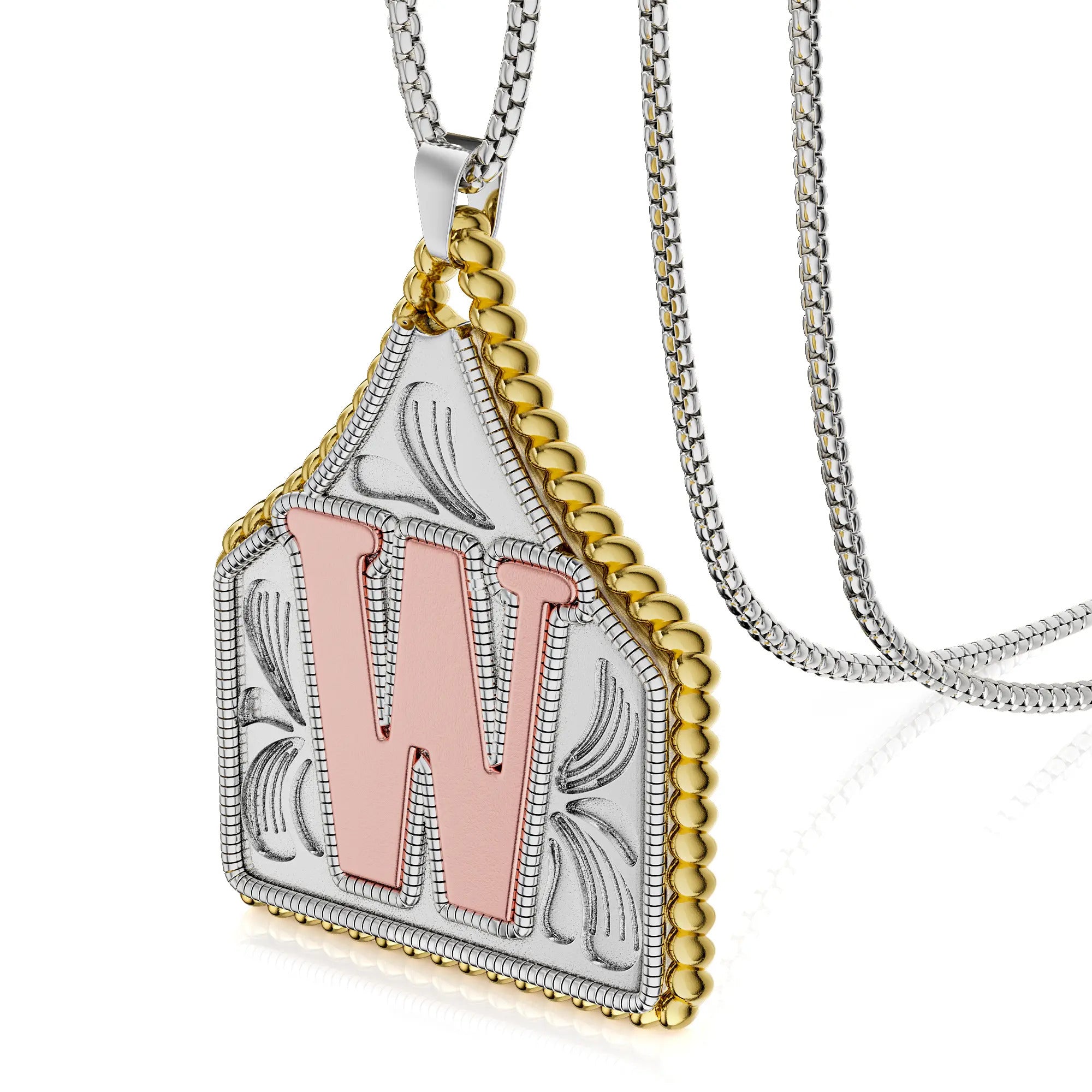 Box Chain 22inch Letter Pendant Necklace Initial Necklaces