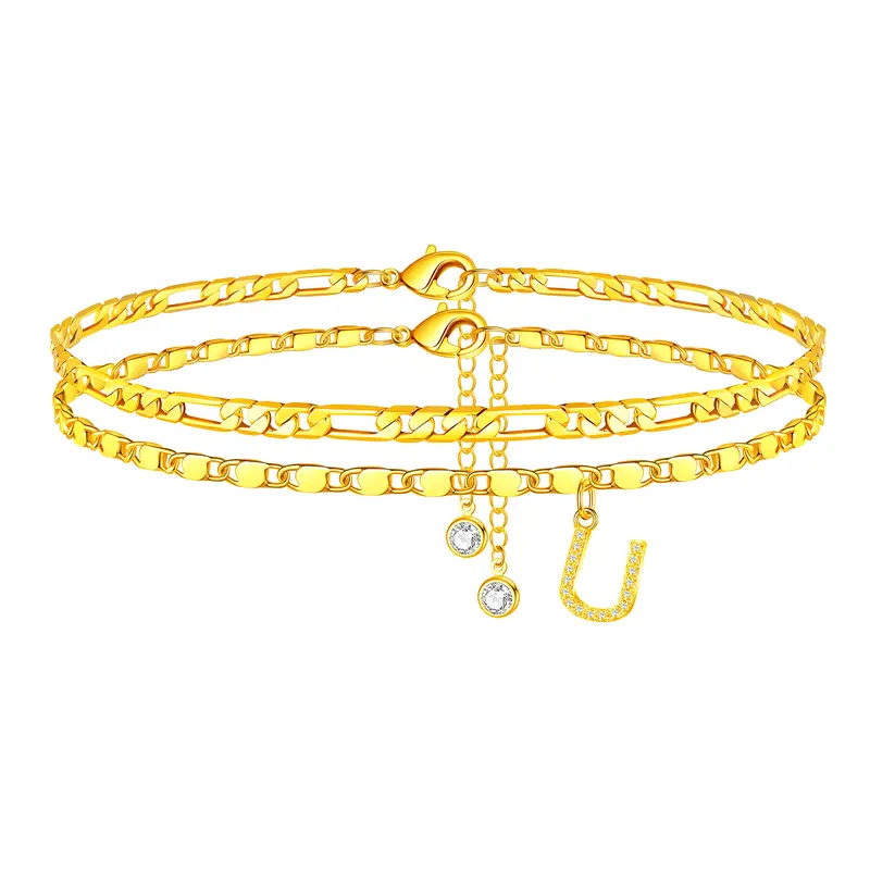 Gold Initial Anklet for Women