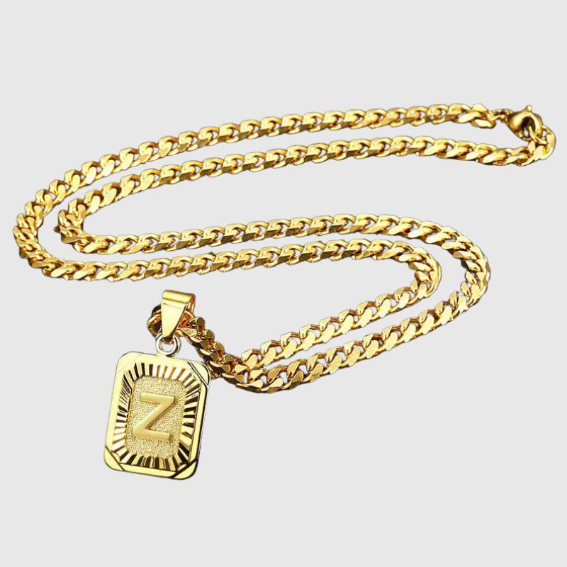 5mm 22inch Gold Square Capital Choker Letter Necklace