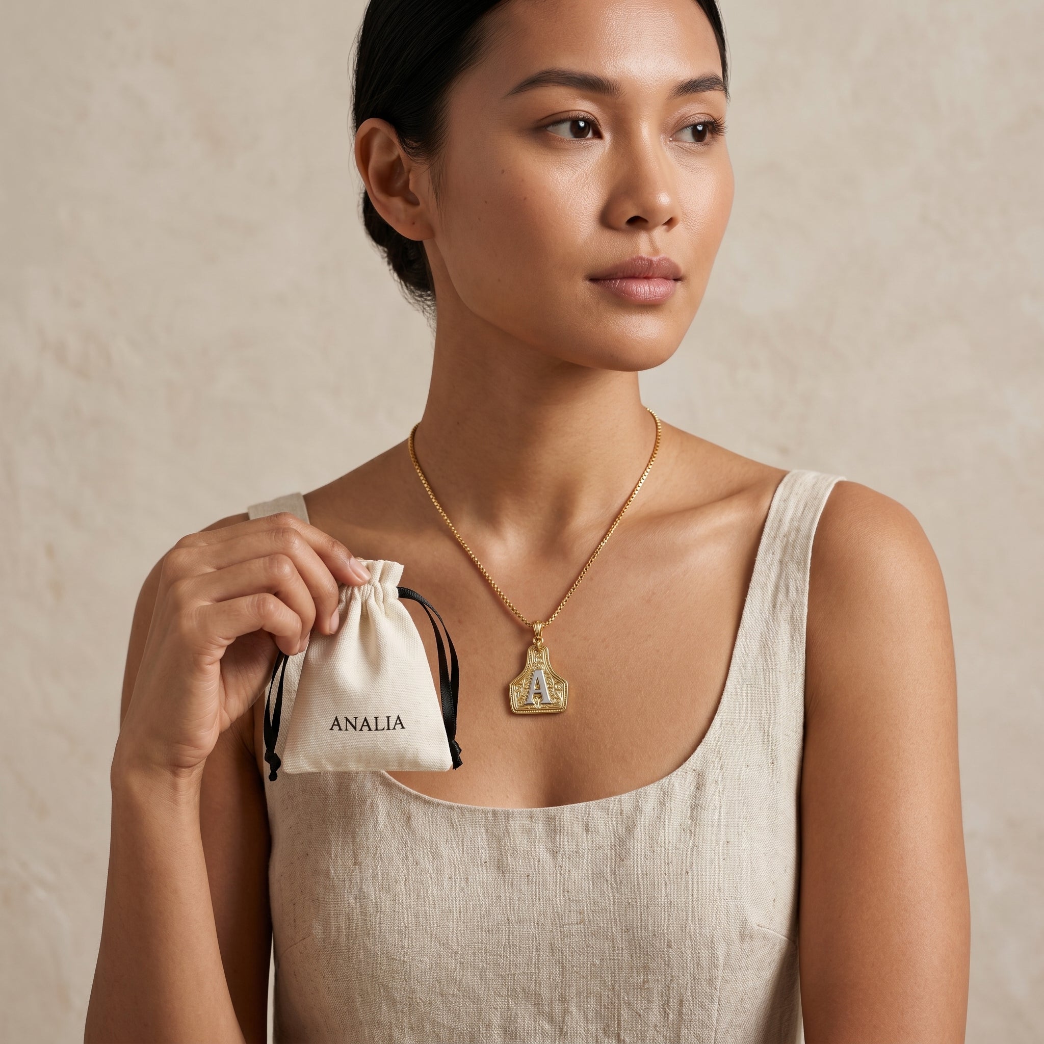 Western Jewelry Handmade CowTag Initial Necklace Two-Toned
