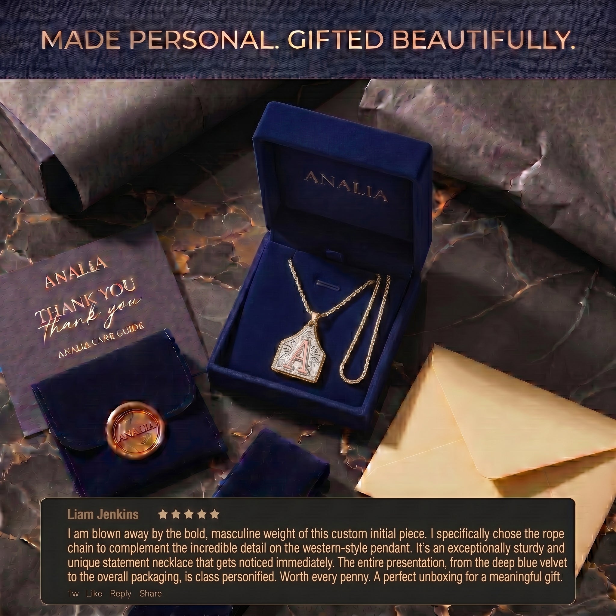 Box Chain 22inch Letter Pendant Necklace Initial Necklaces