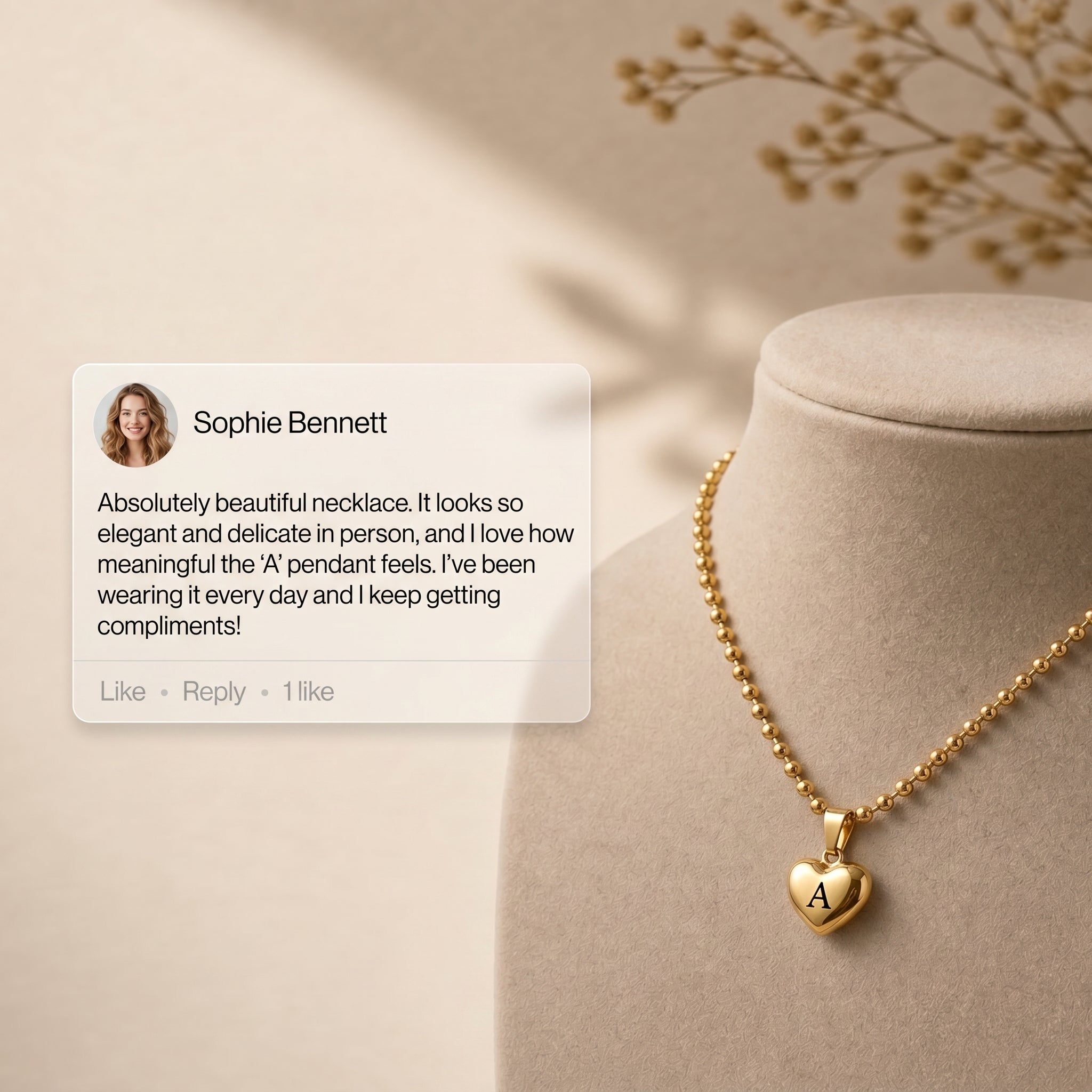 Shapes Initial Heart Necklace | Non-tarnishing Jewelry | Silver Stainless Steel and Gold