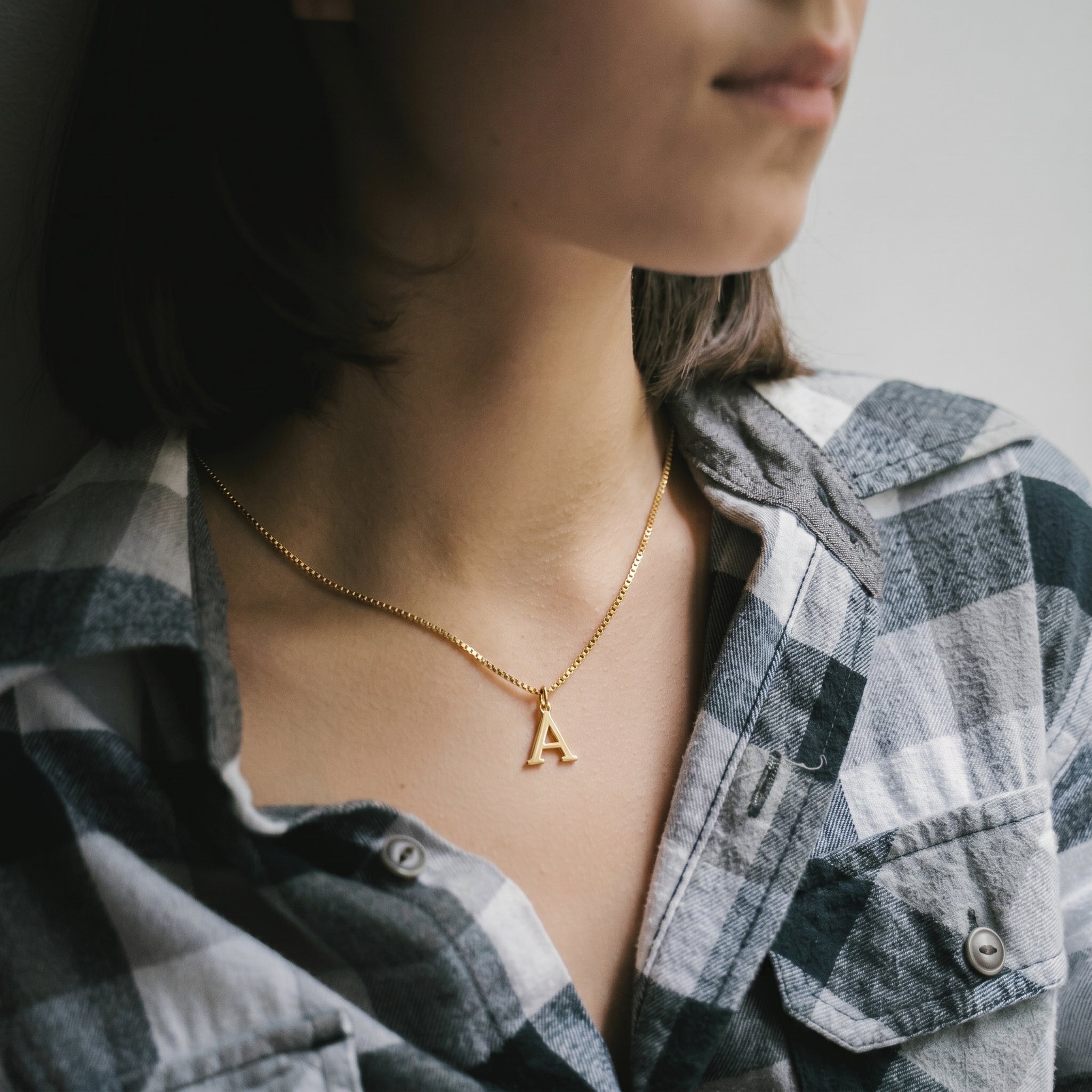 Gold Initial Dainty Letters Necklace