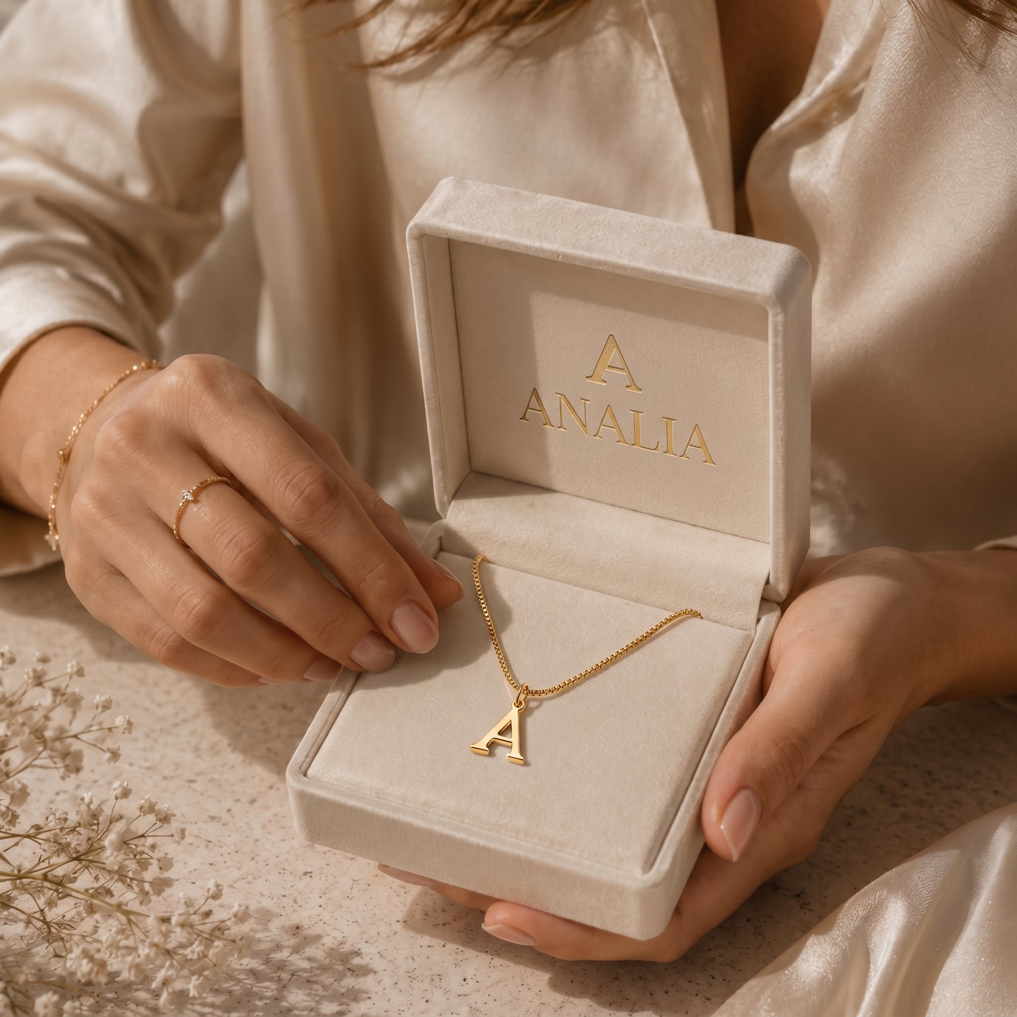 Gold Initial Dainty Letters Necklace