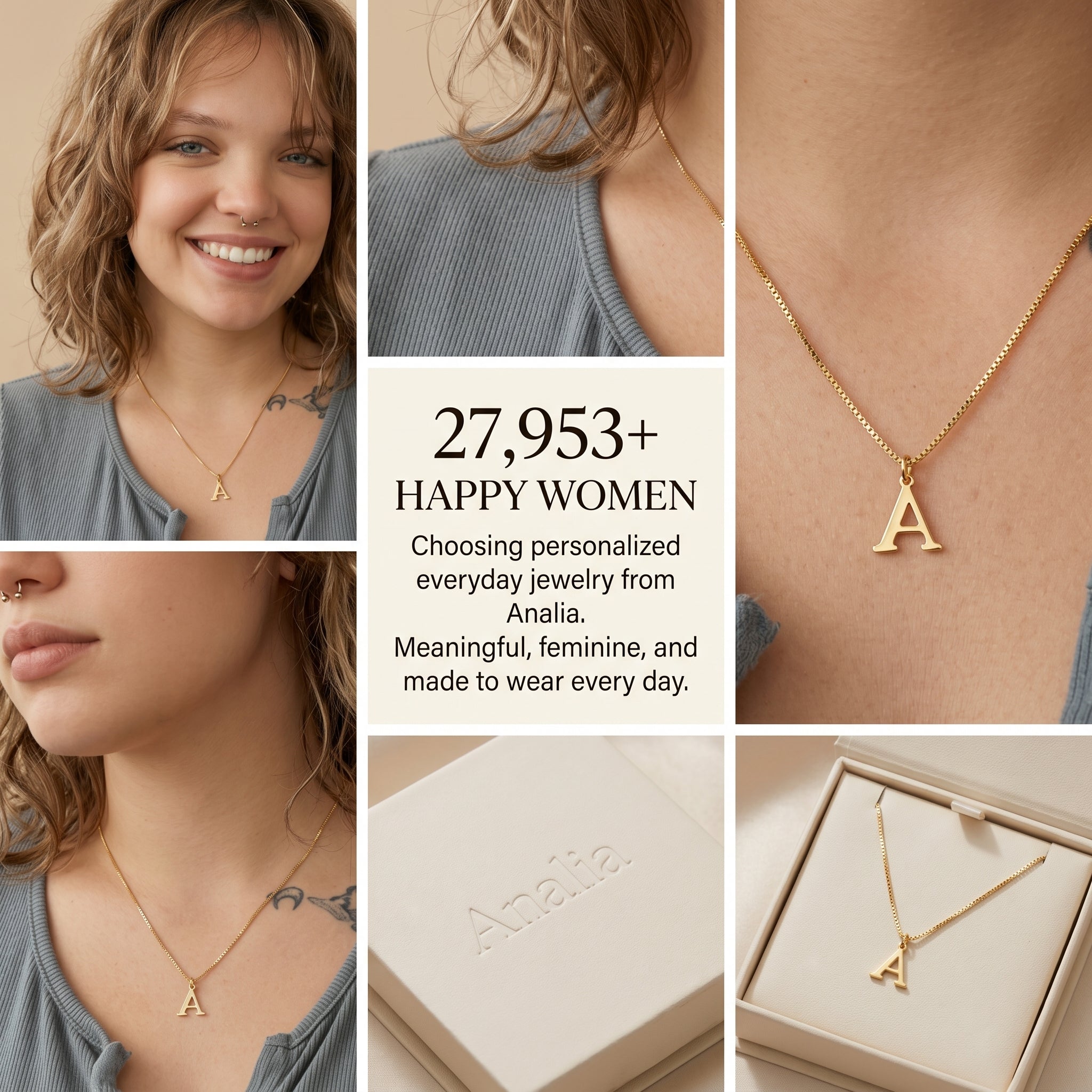 Gold Initial Dainty Letters Necklace