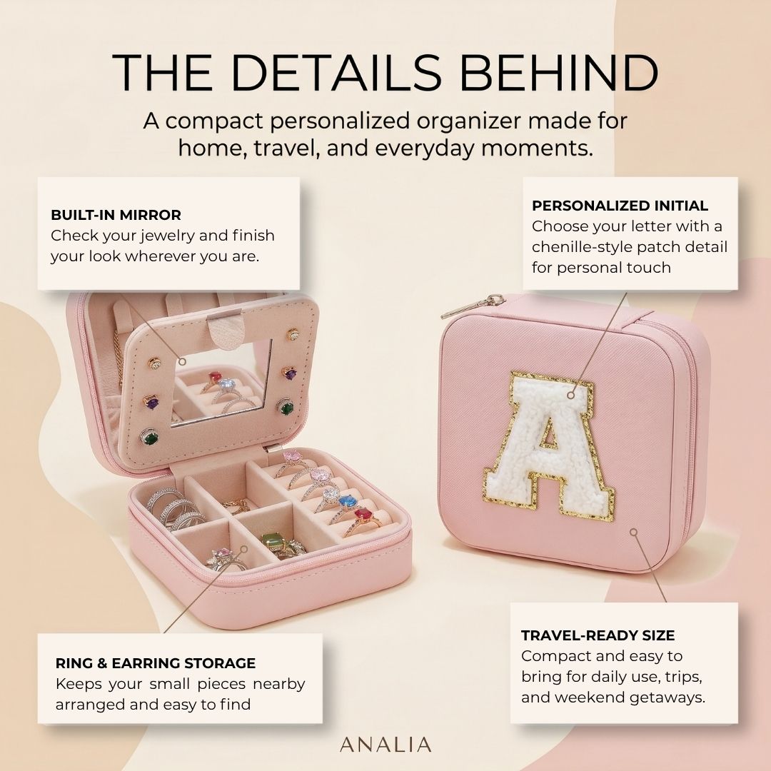 Portable Jewelry Box with Mirror