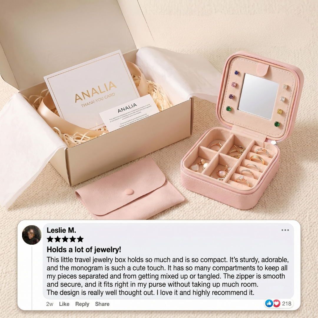 Portable Jewelry Box with Mirror