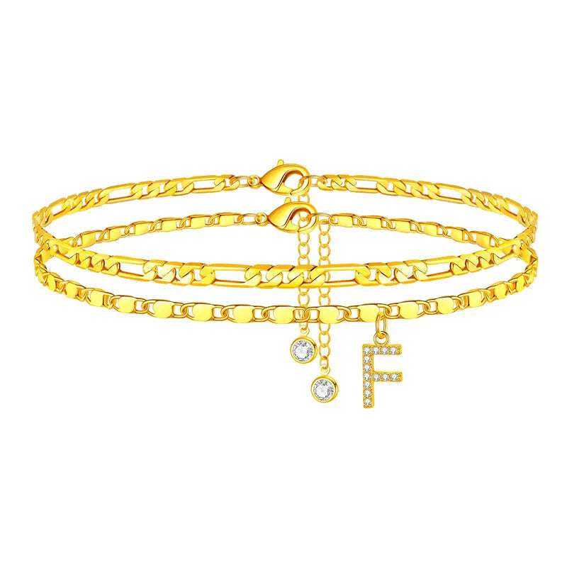 Gold Initial Anklet for Women