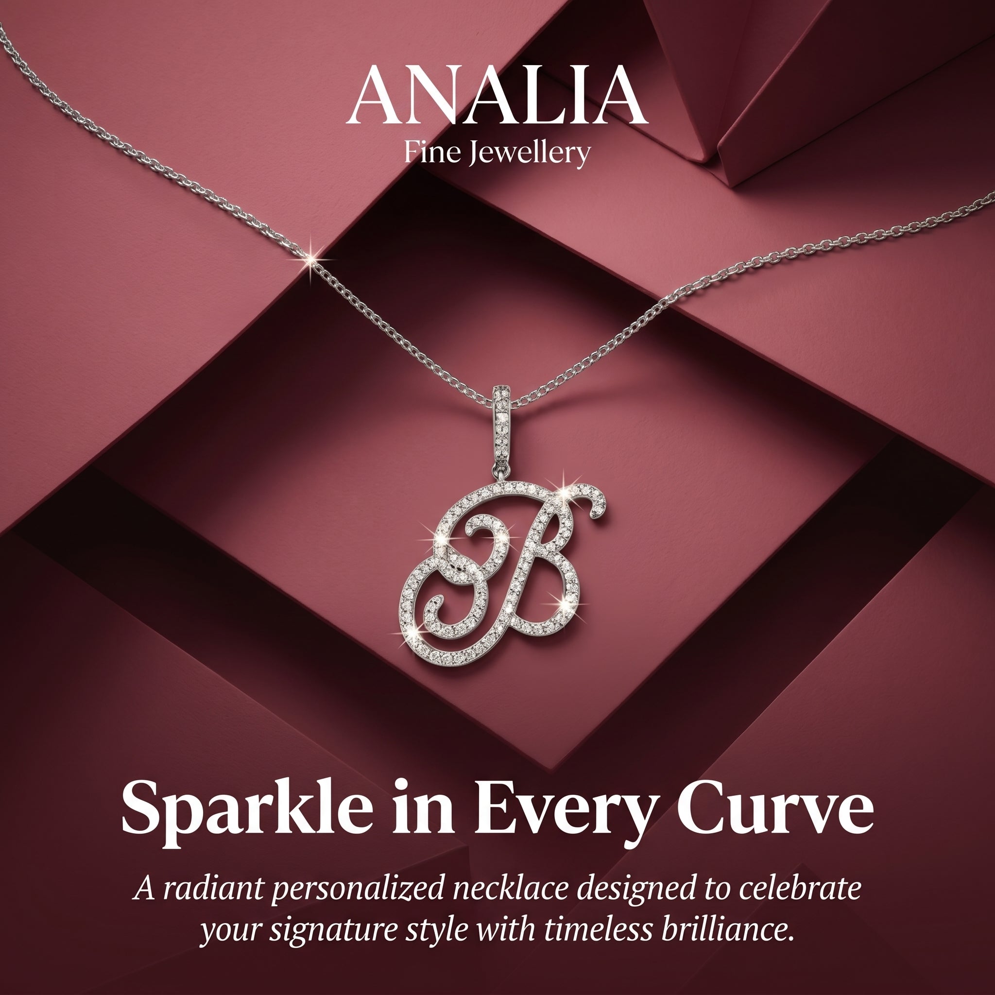 Nova Rose Custom Script Initial Necklace | Initial Necklace Pendant Jewelry