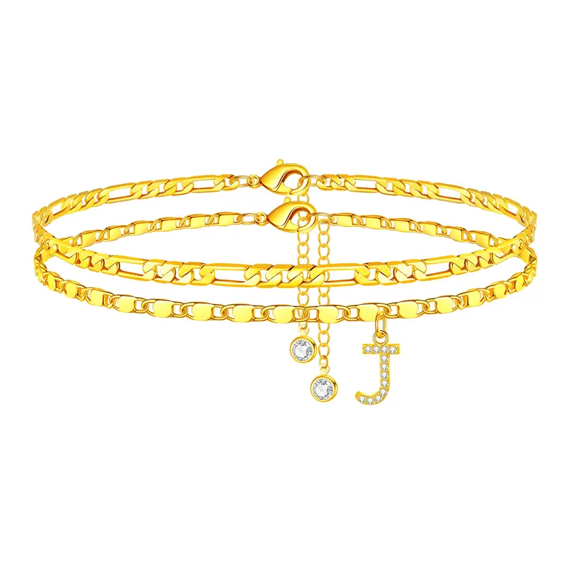 Gold Initial Anklet for Women