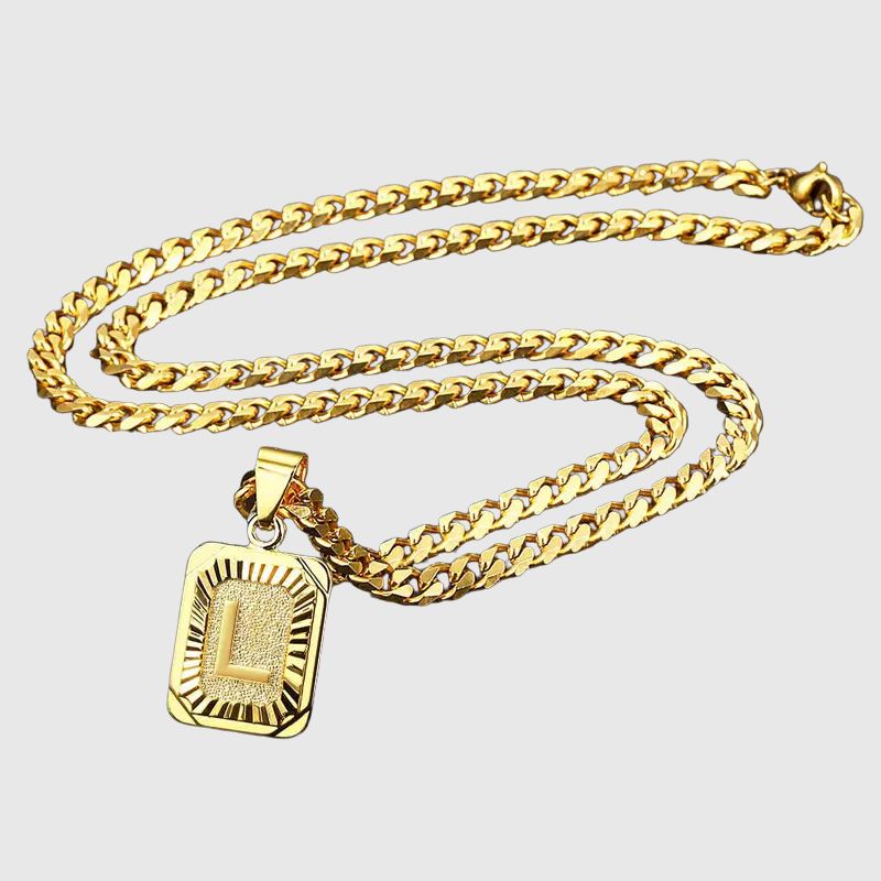 5mm 22inch Gold Square Capital Choker Letter Necklace