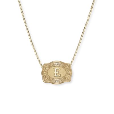 Mini Belt Buckle Necklace (Initial)