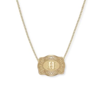 Mini Belt Buckle Necklace (Initial)
