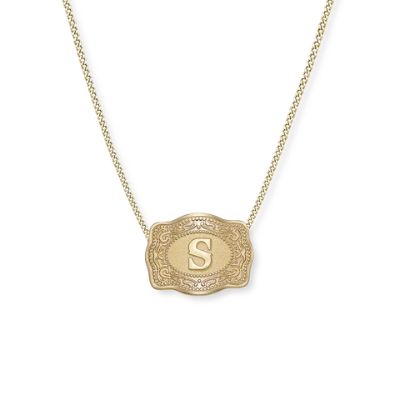 Mini Belt Buckle Necklace (Initial)