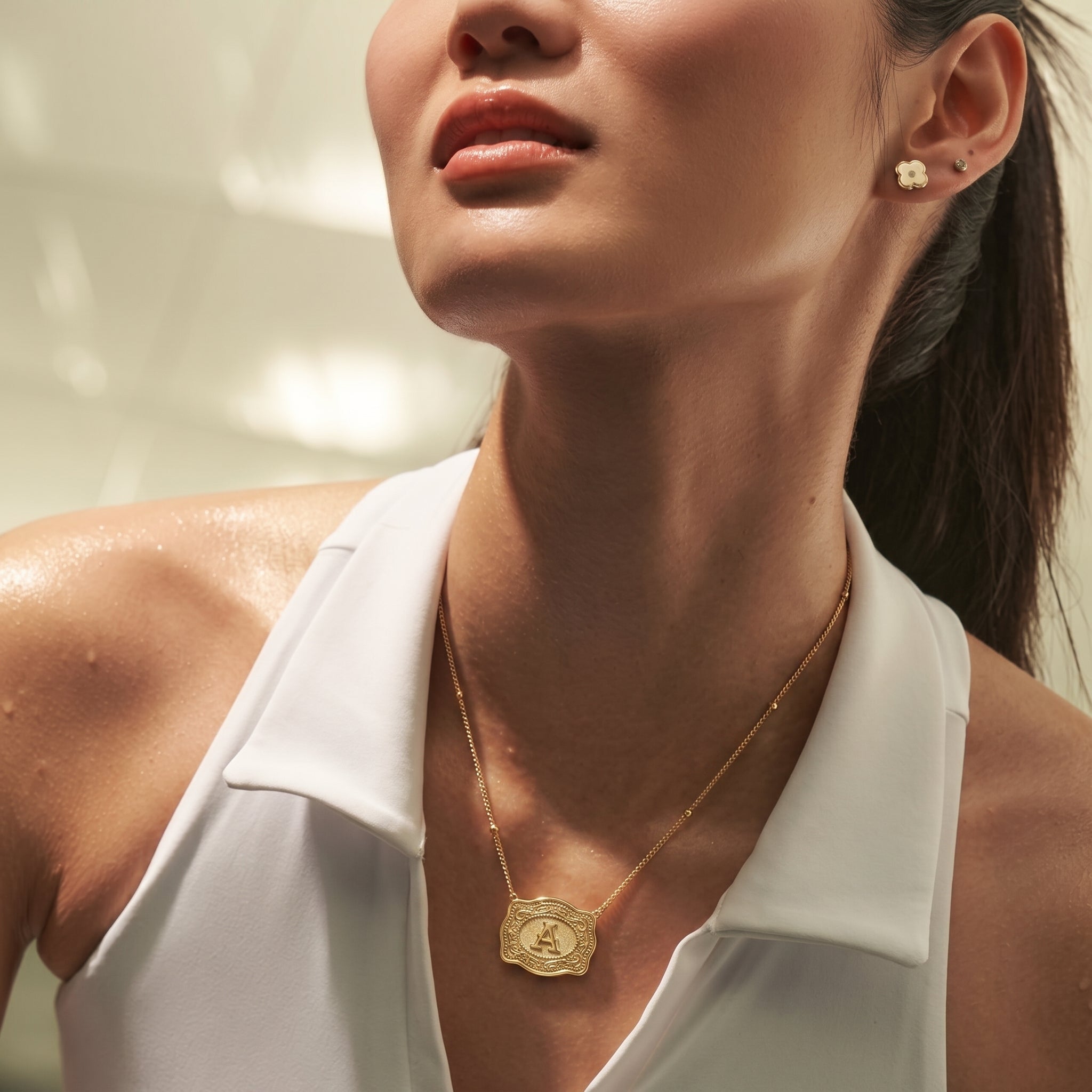 Mini Belt Buckle Necklace (Initial)