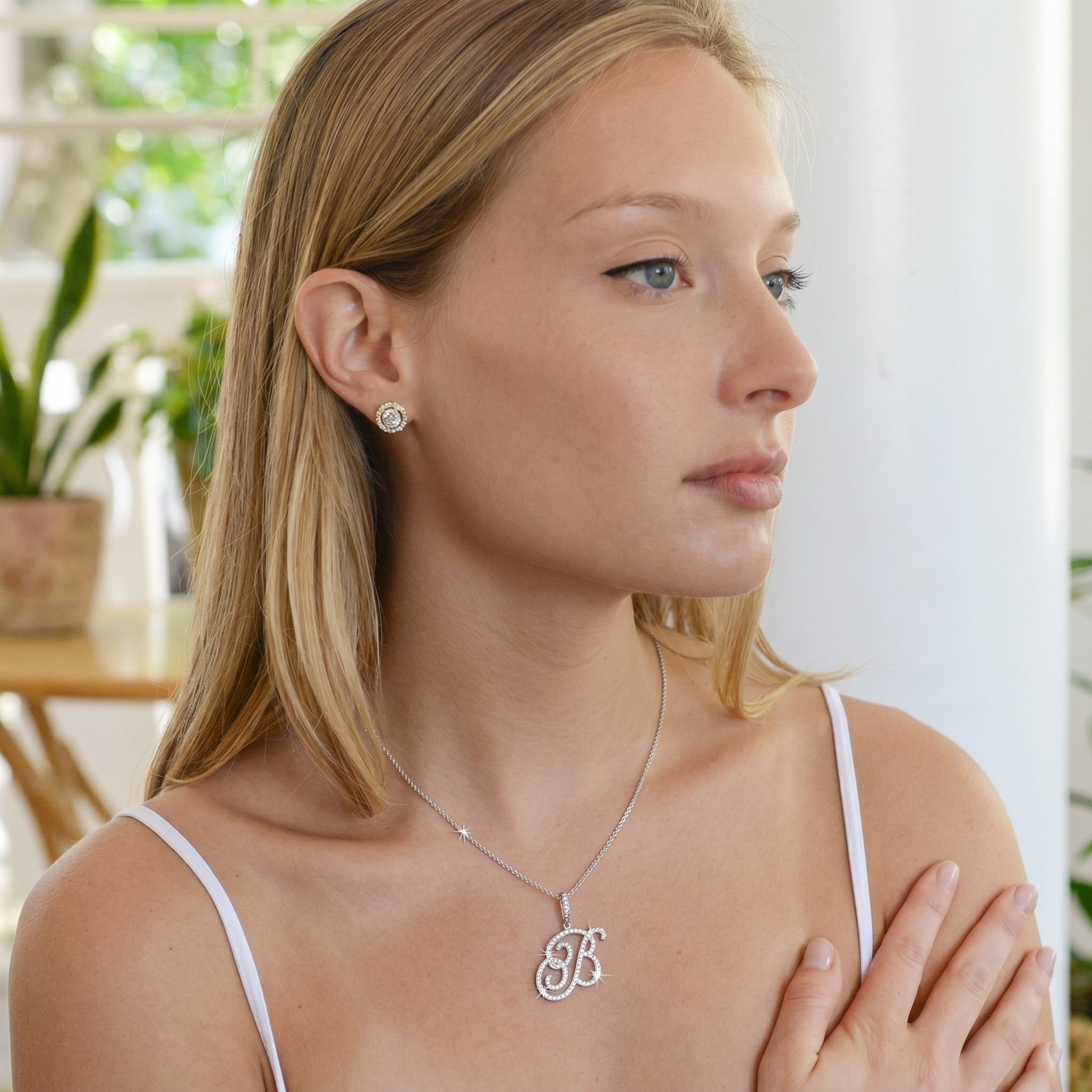 Nova Rose Custom Script Initial Necklace | Initial Necklace Pendant Jewelry