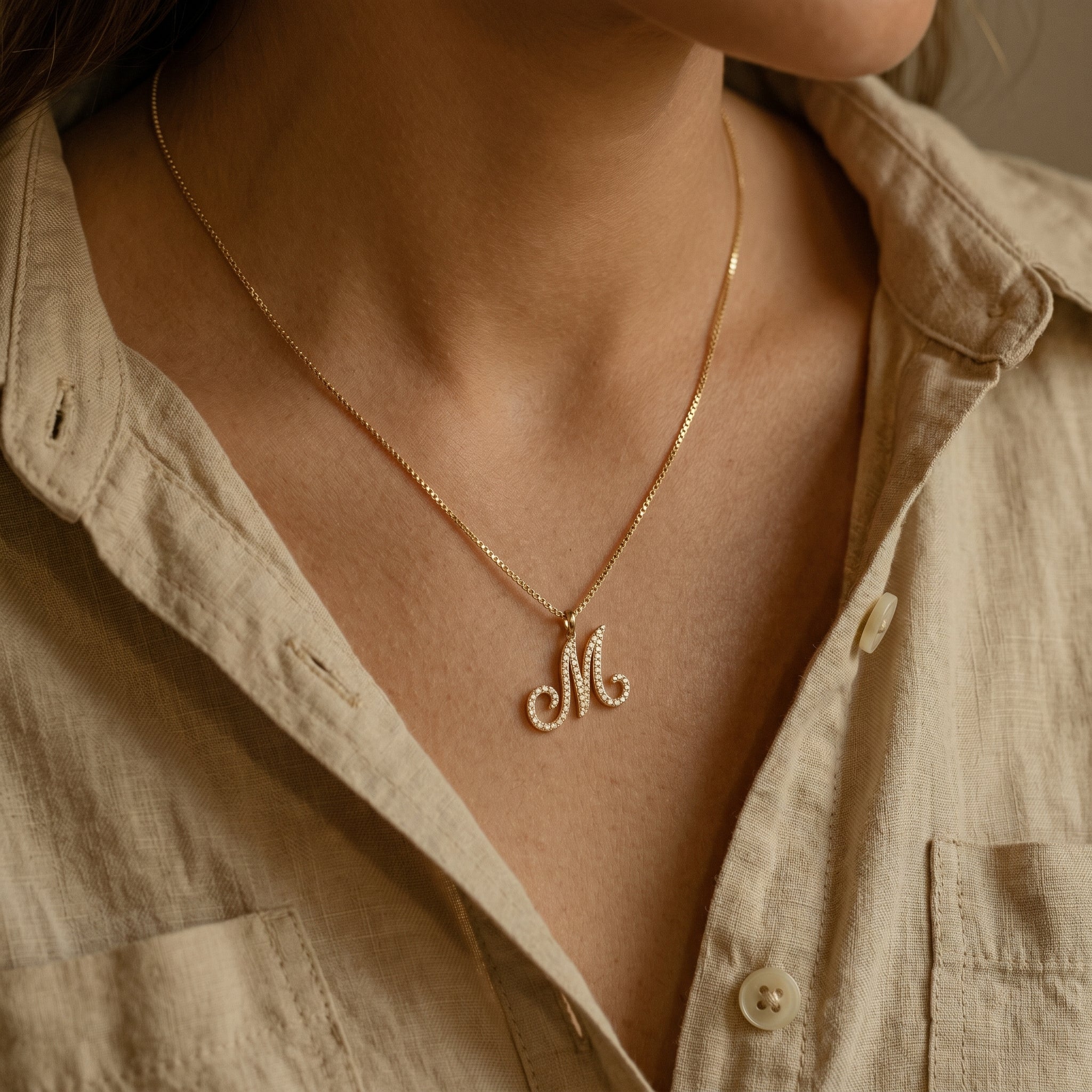 Nova Rose Custom Script Initial Necklace | Initial Necklace Pendant Jewelry