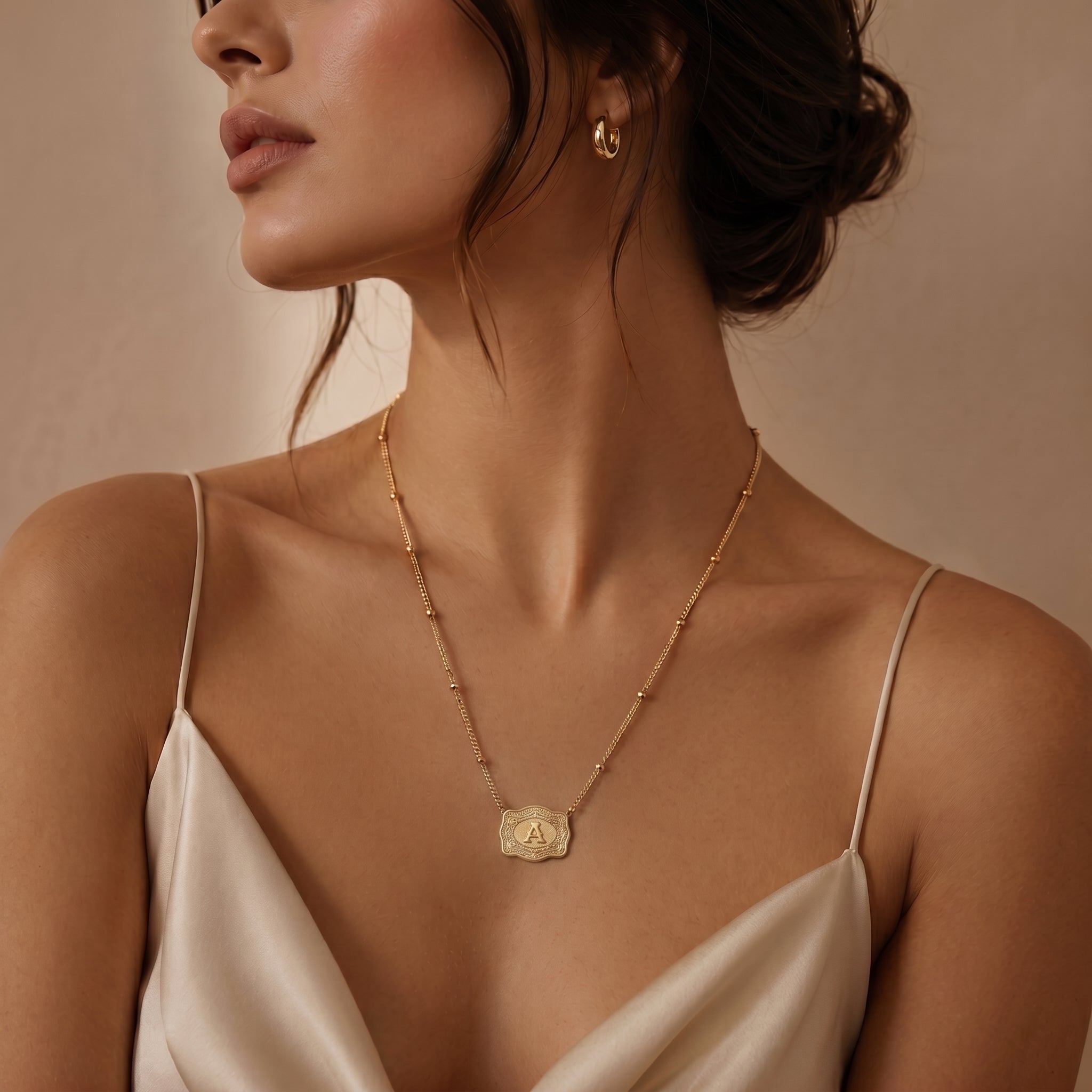 Mini Belt Buckle Necklace (Initial)
