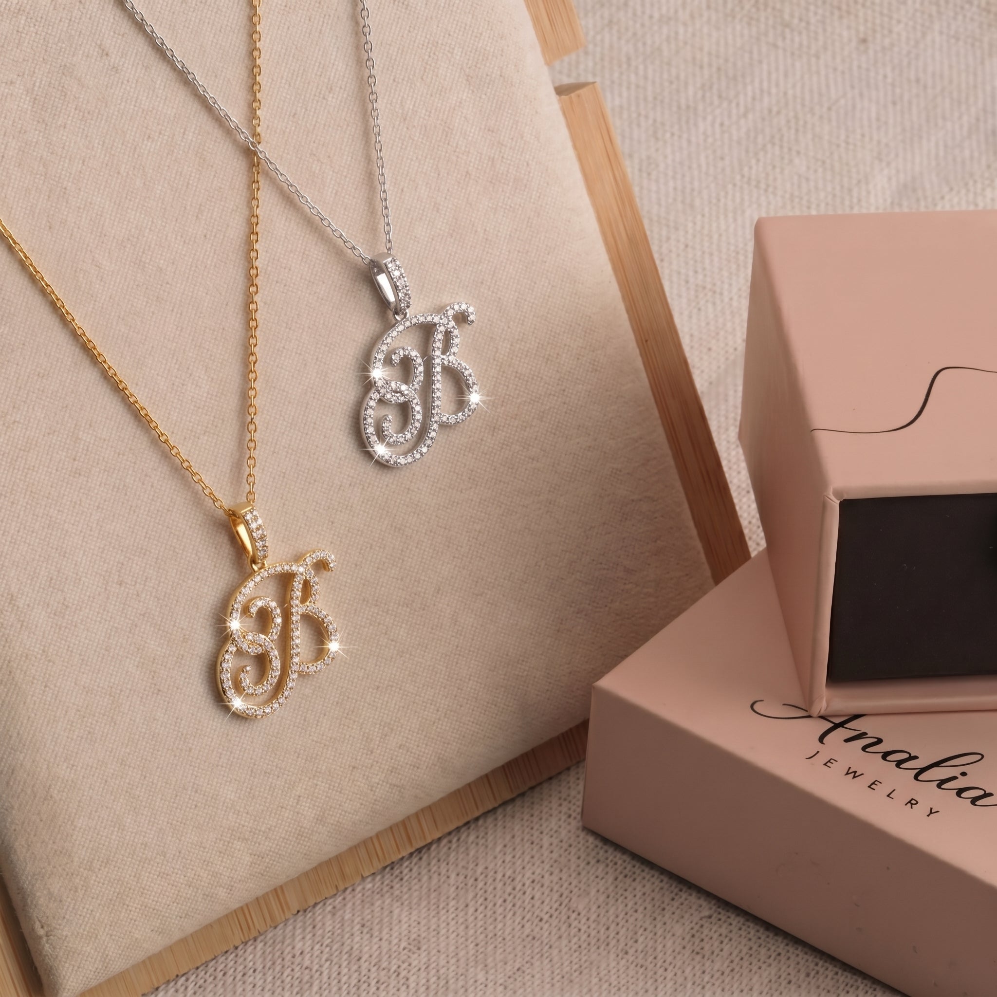 Nova Rose Custom Script Initial Necklace | Initial Necklace Pendant Jewelry