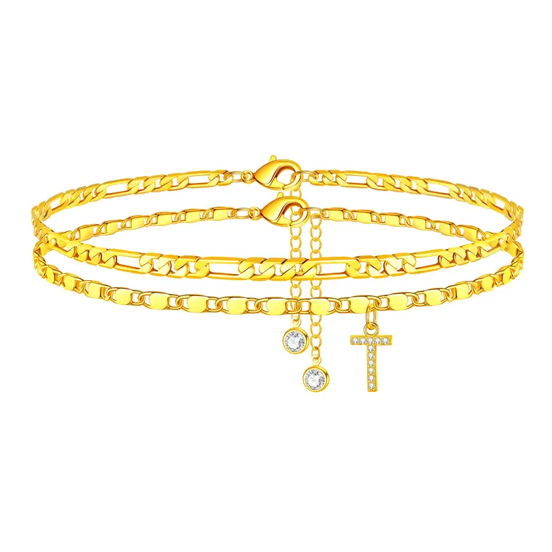 Gold Initial Anklet for Women