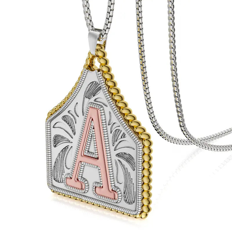 Box Chain 22inch Letter Pendant Necklace Initial Necklaces