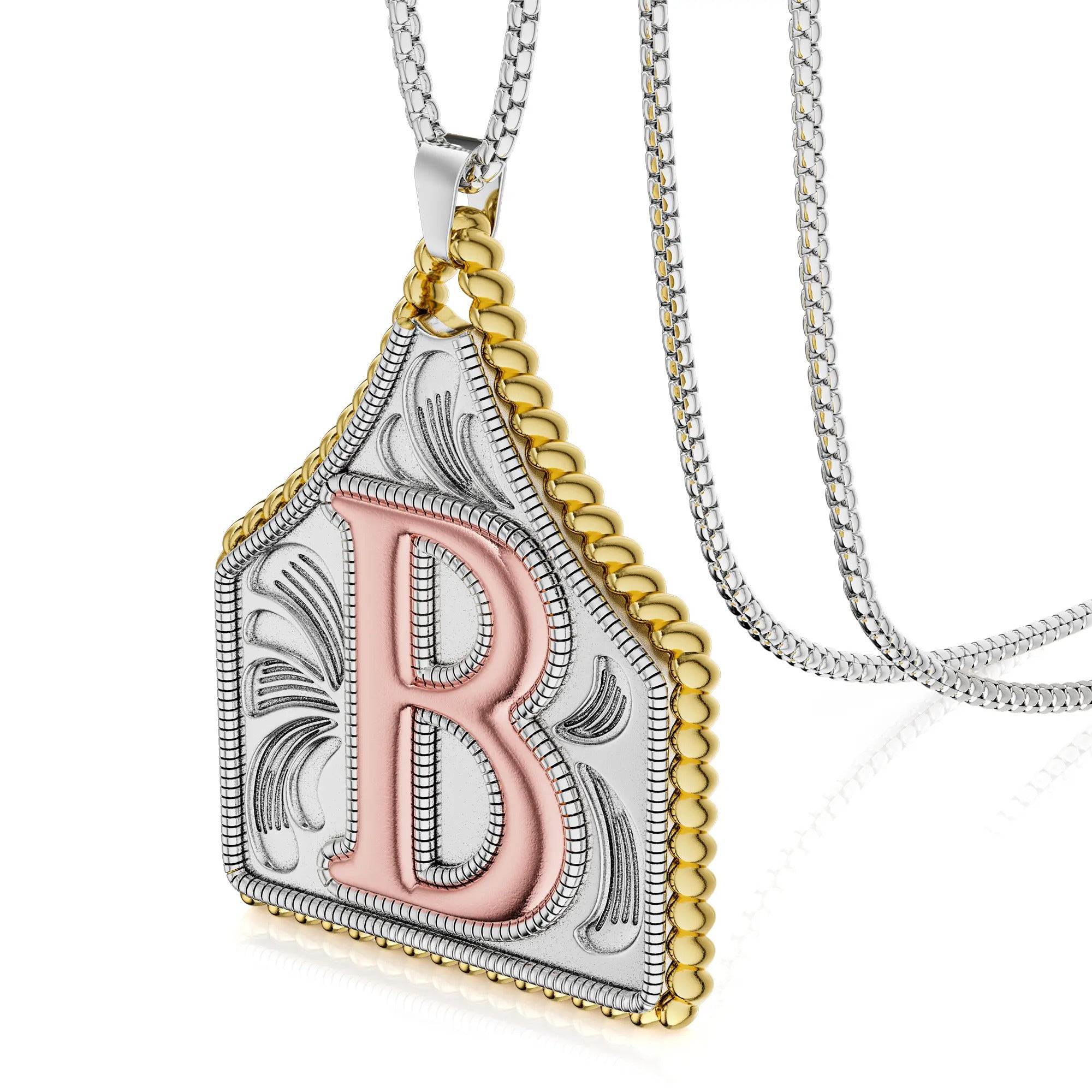 Box Chain 22inch Letter Pendant Necklace Initial Necklaces