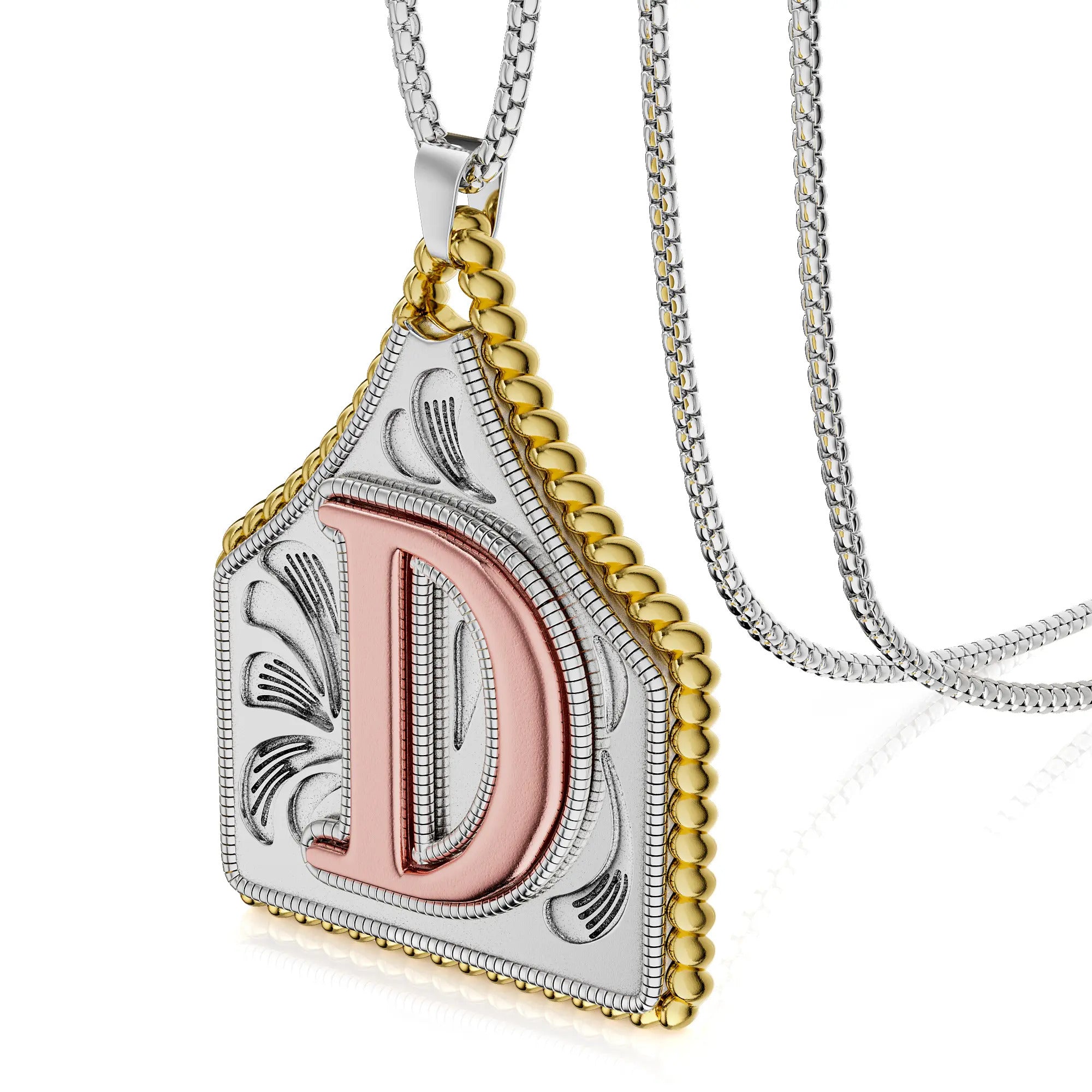Box Chain 22inch Letter Pendant Necklace Initial Necklaces