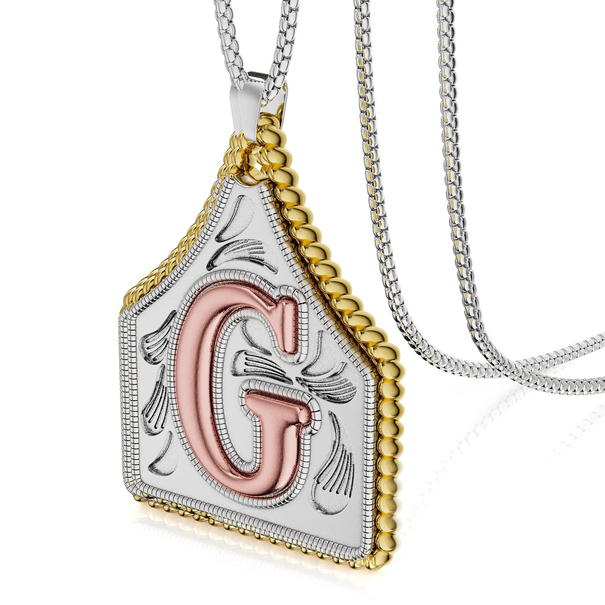 Box Chain 22inch Letter Pendant Necklace Initial Necklaces