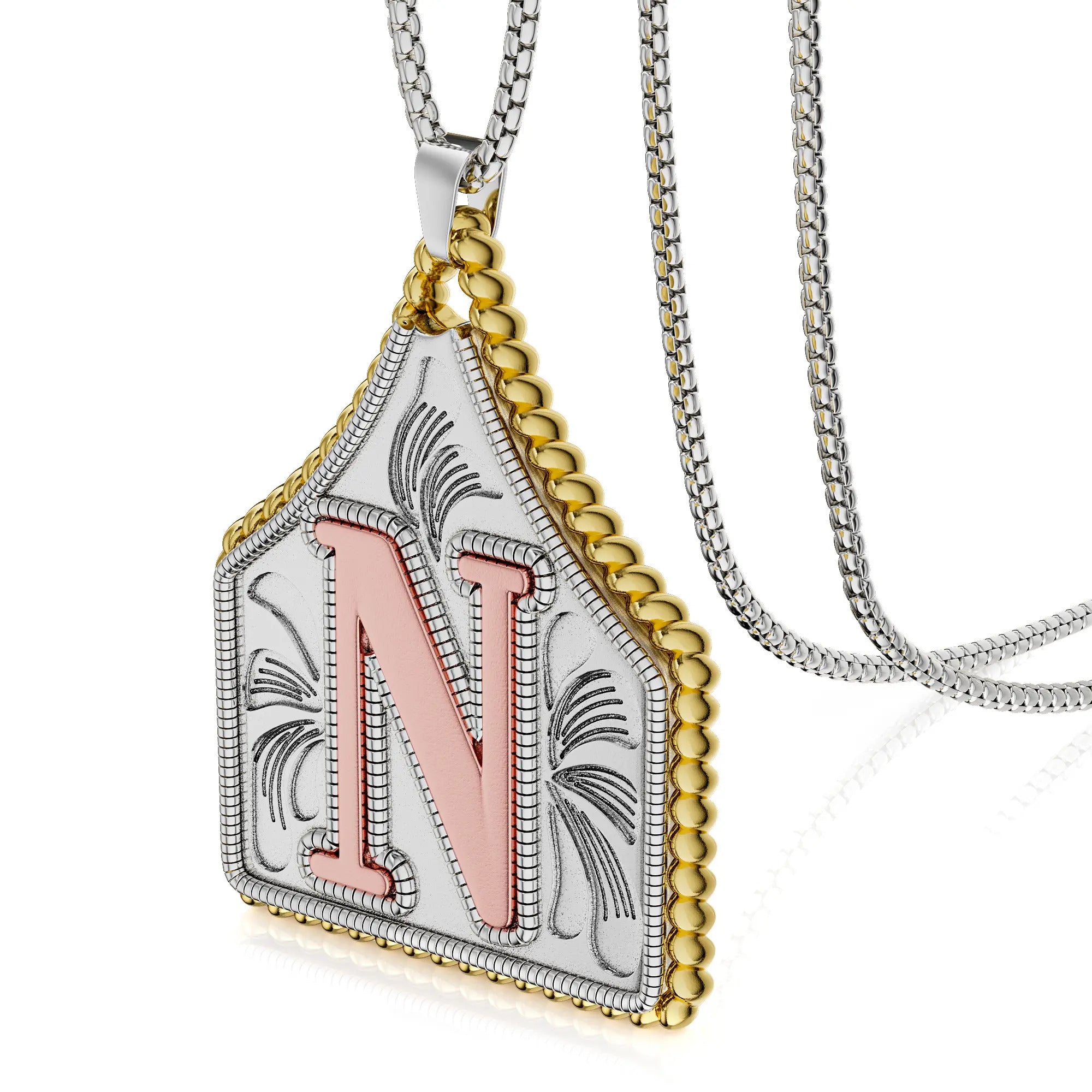 Box Chain 22inch Letter Pendant Necklace Initial Necklaces