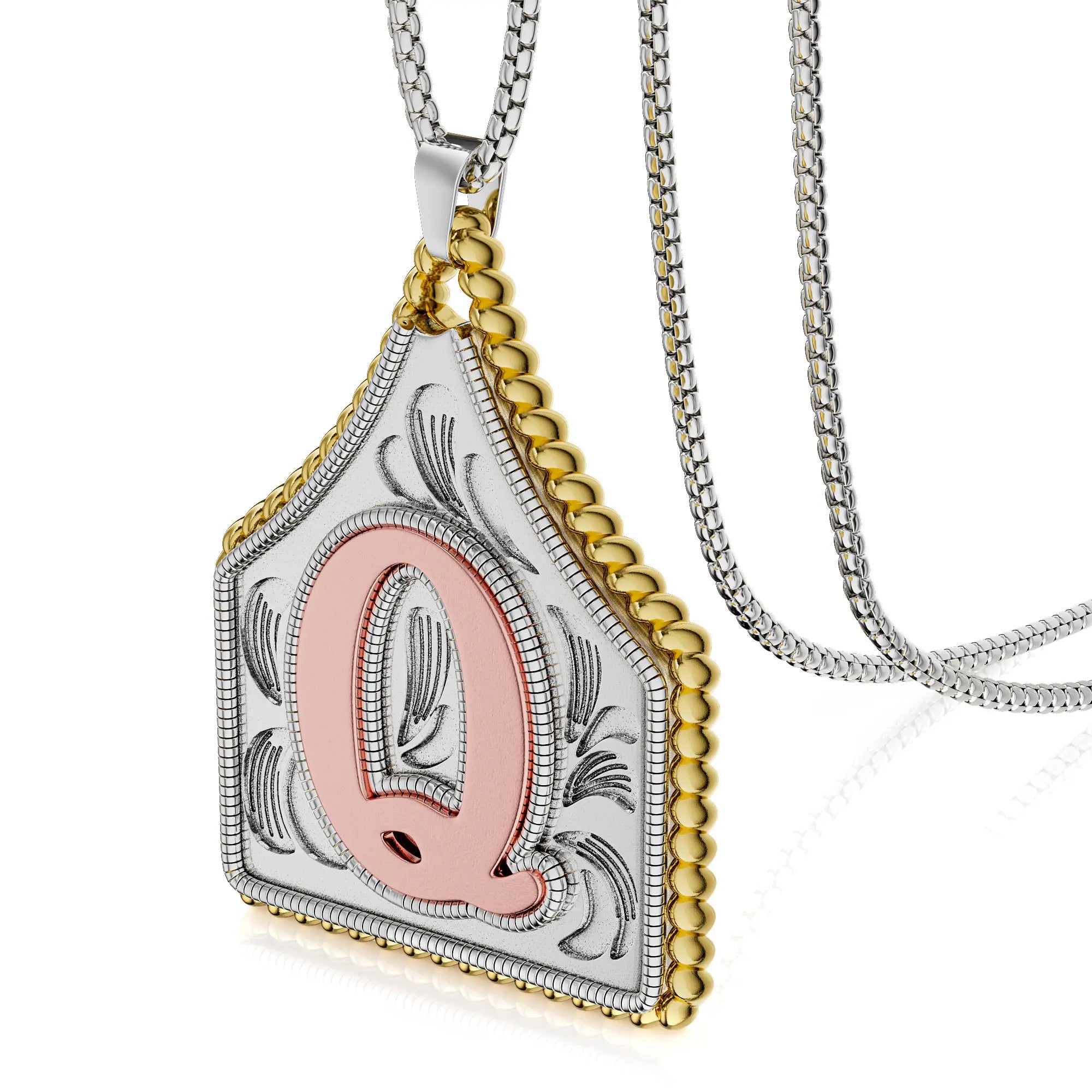 Box Chain 22inch Letter Pendant Necklace Initial Necklaces