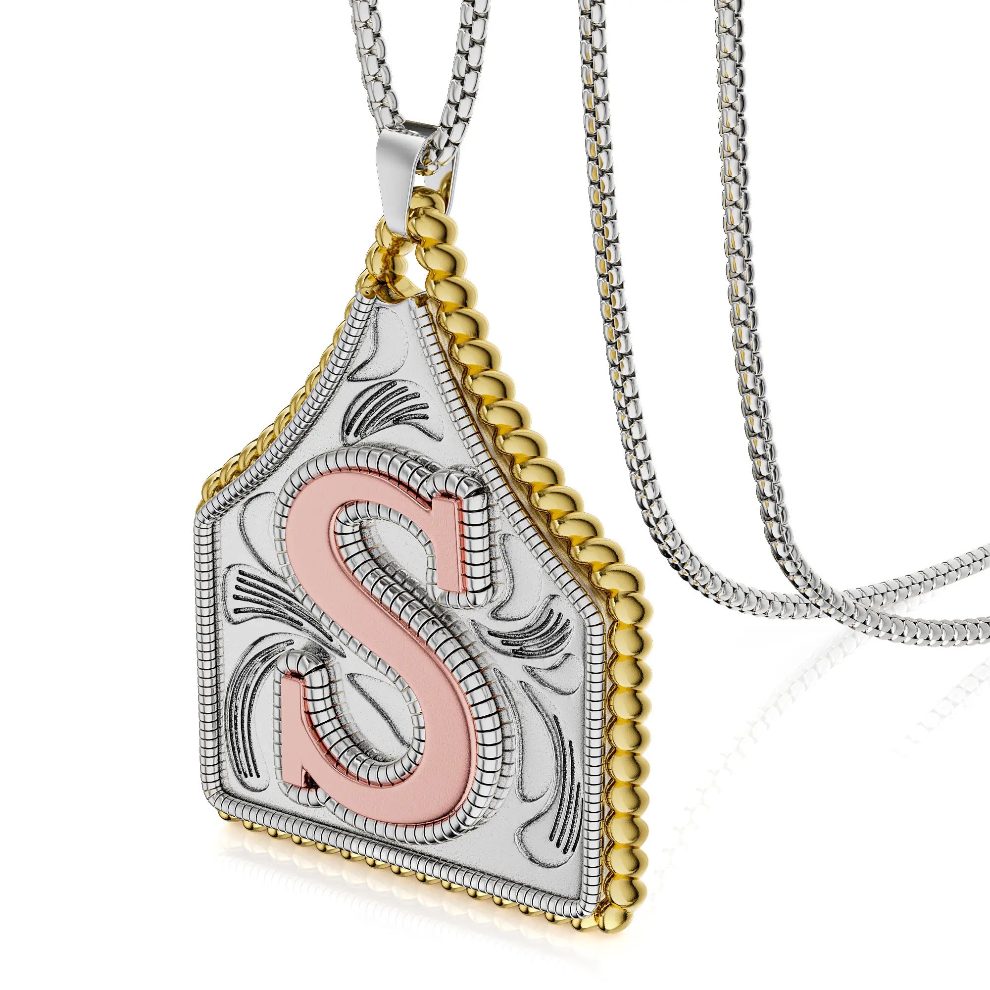 Box Chain 22inch Letter Pendant Necklace Initial Necklaces