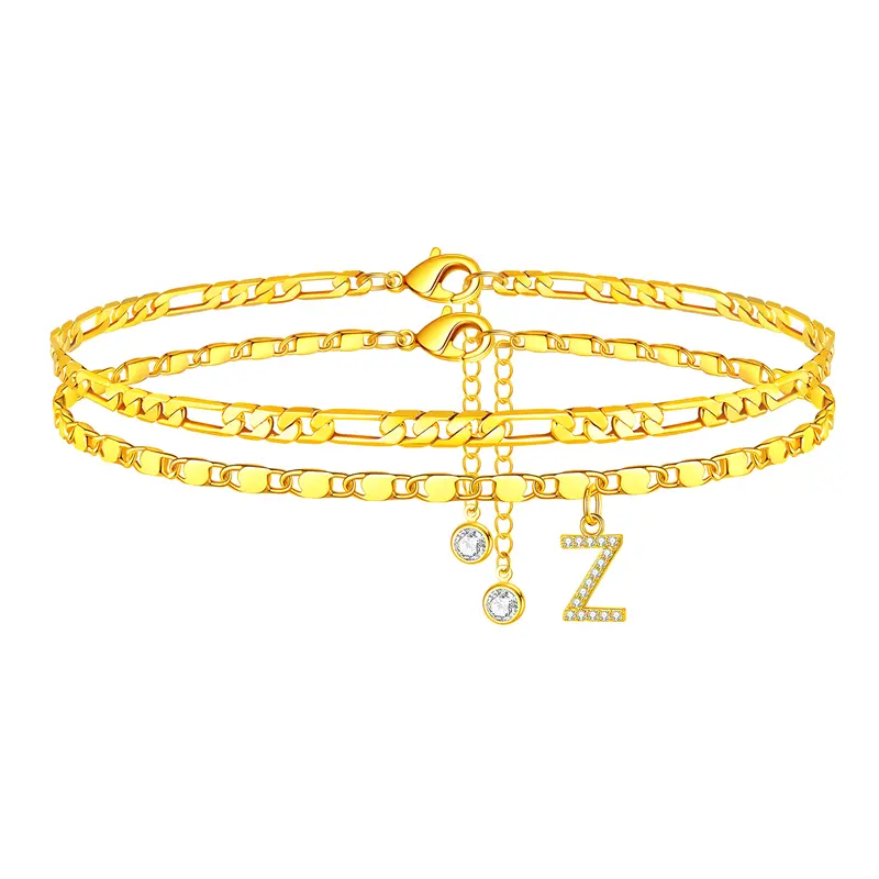 Gold Initial Anklet for Women