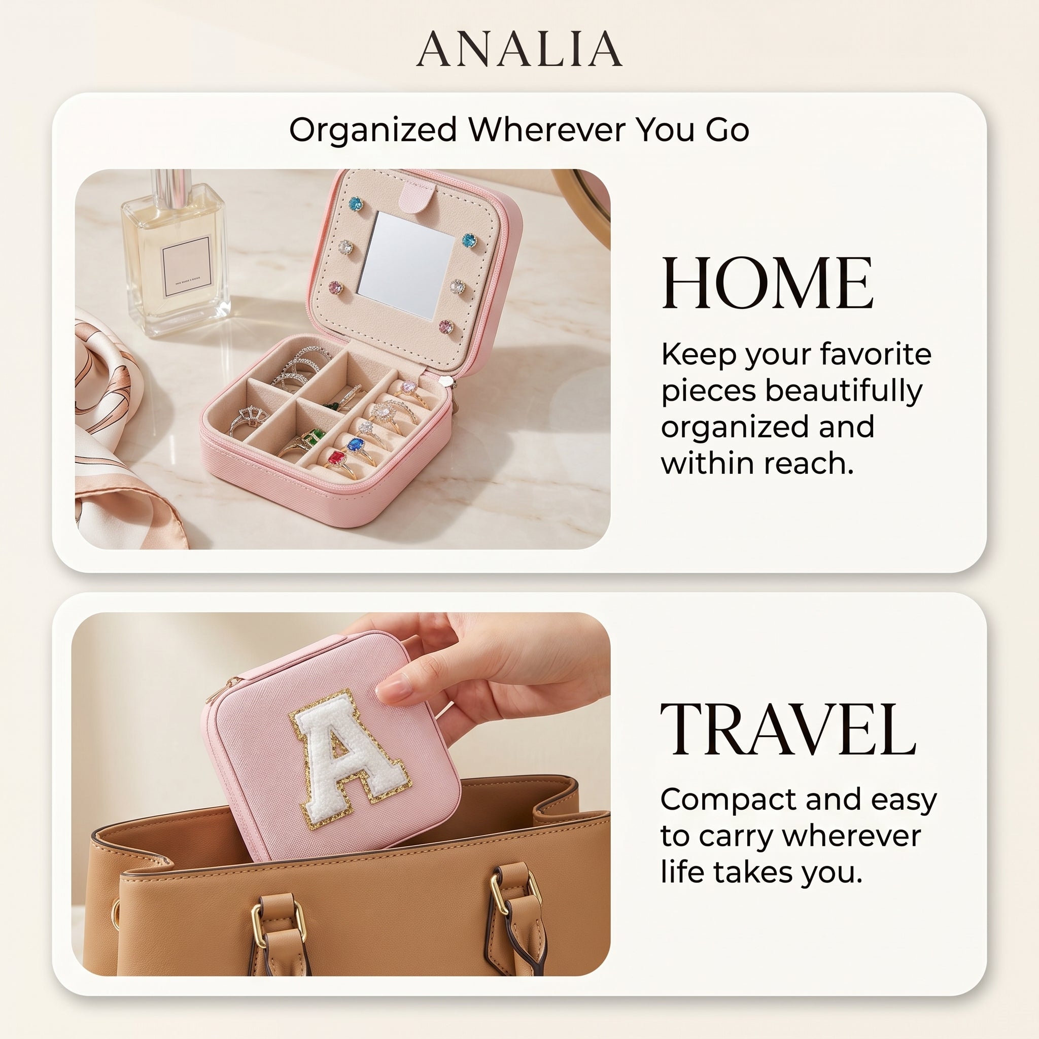 Portable Jewelry Box with Mirror