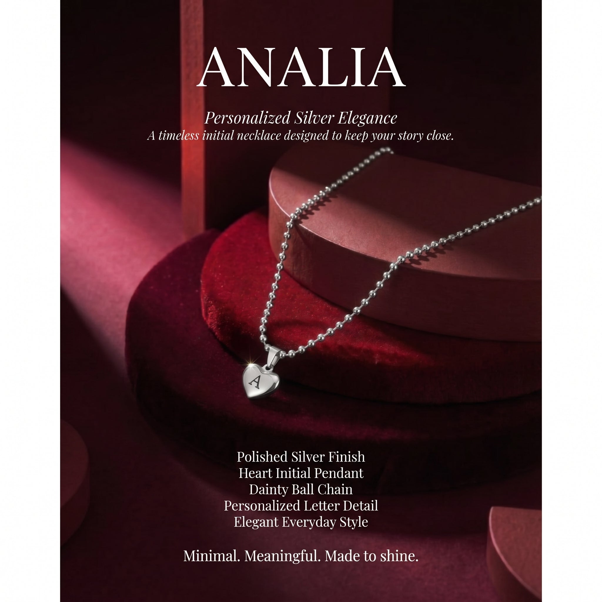 Shapes Initial Heart Necklace | Non-tarnishing Jewelry | Silver Stainless Steel and Gold