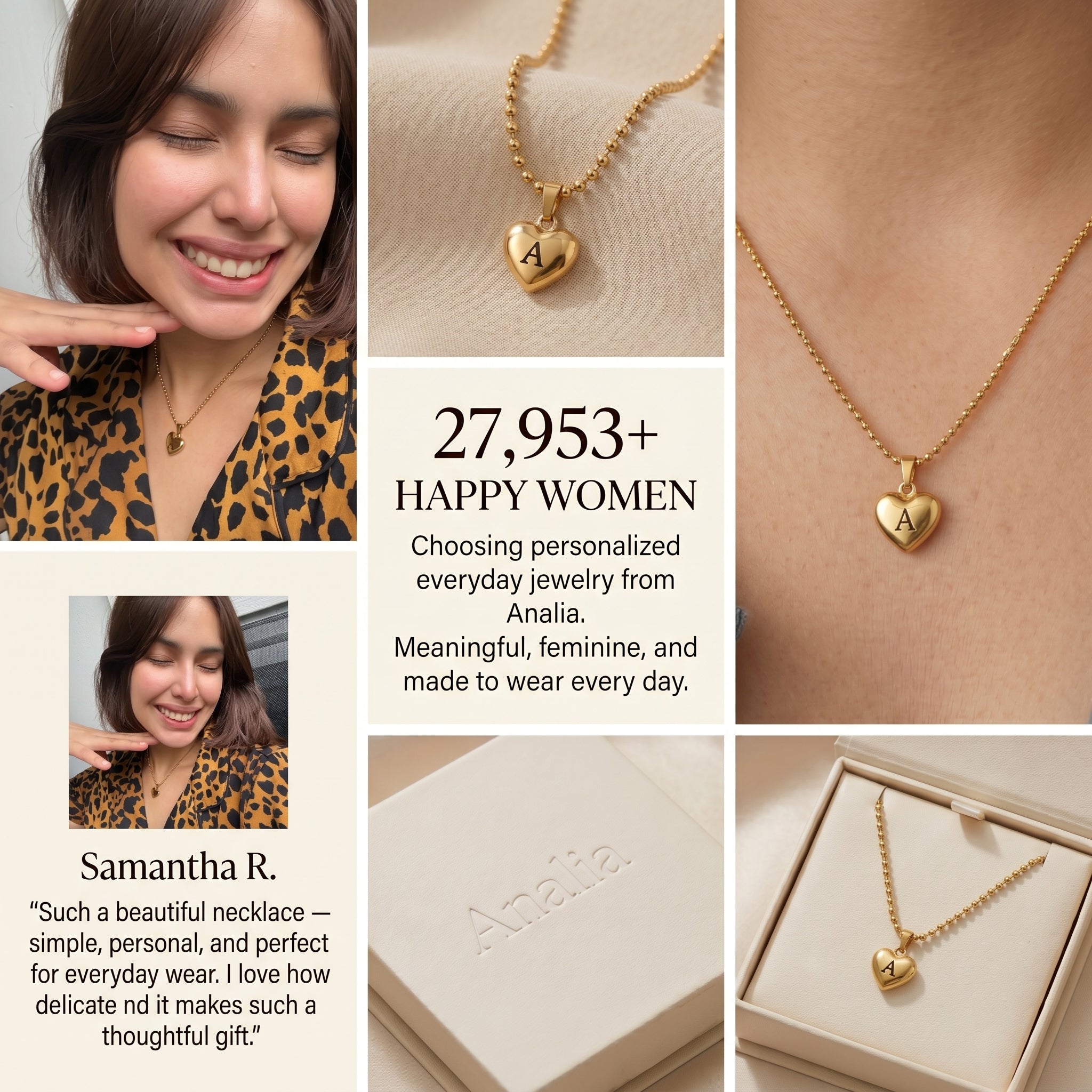 Shapes Initial Heart Necklace | Non-tarnishing Jewelry | Silver Stainless Steel and Gold